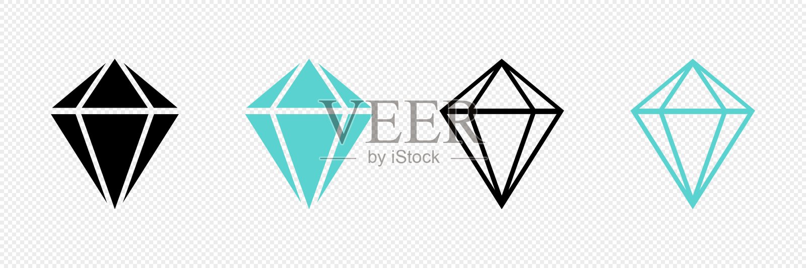 一套明亮的钻石在平面风格。向量。在白色的背景上。插画图片素材