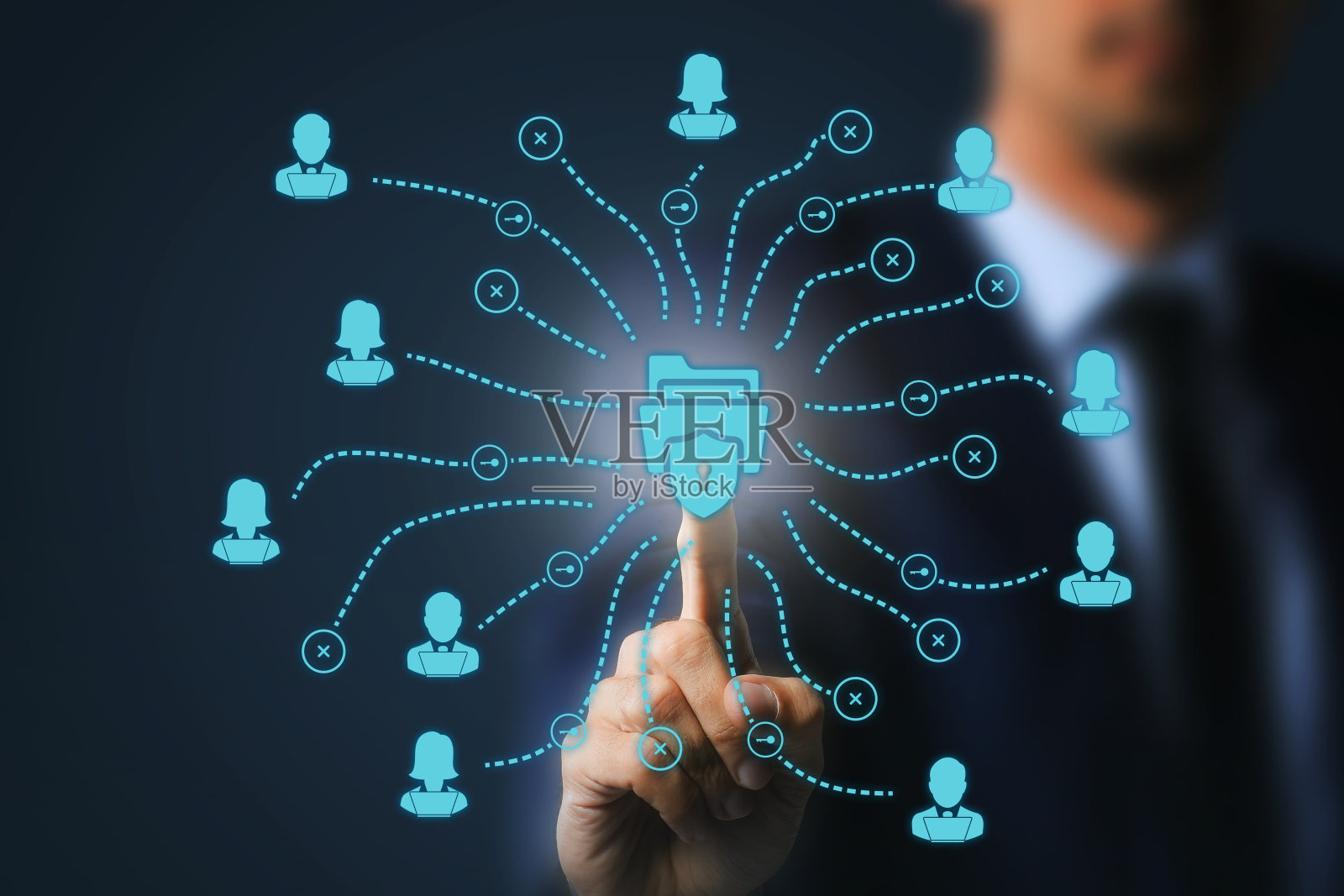 具有交互式网络安全接口的安全数字网络概念照片摄影图片