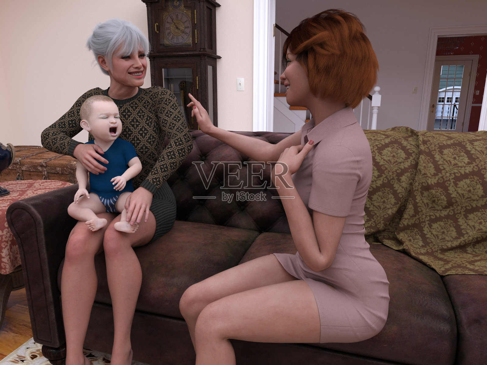 多代婴儿出生照片摄影图片