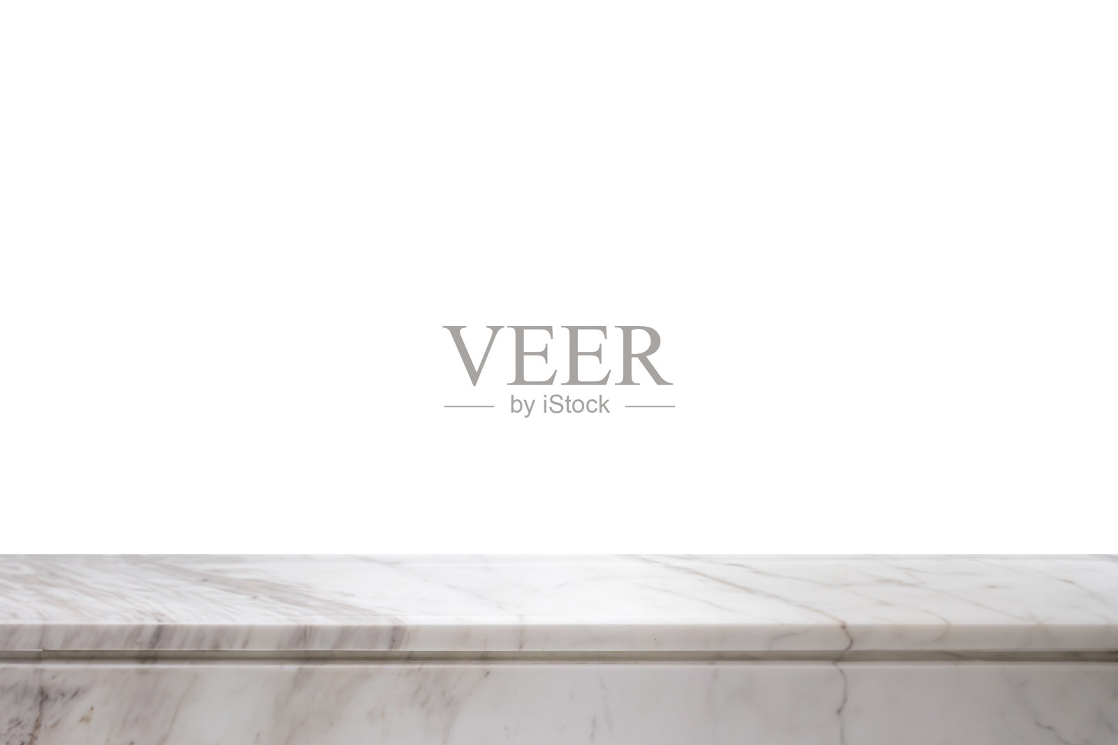 白色大理石台面隔离白色背景，用于产品展示照片摄影图片