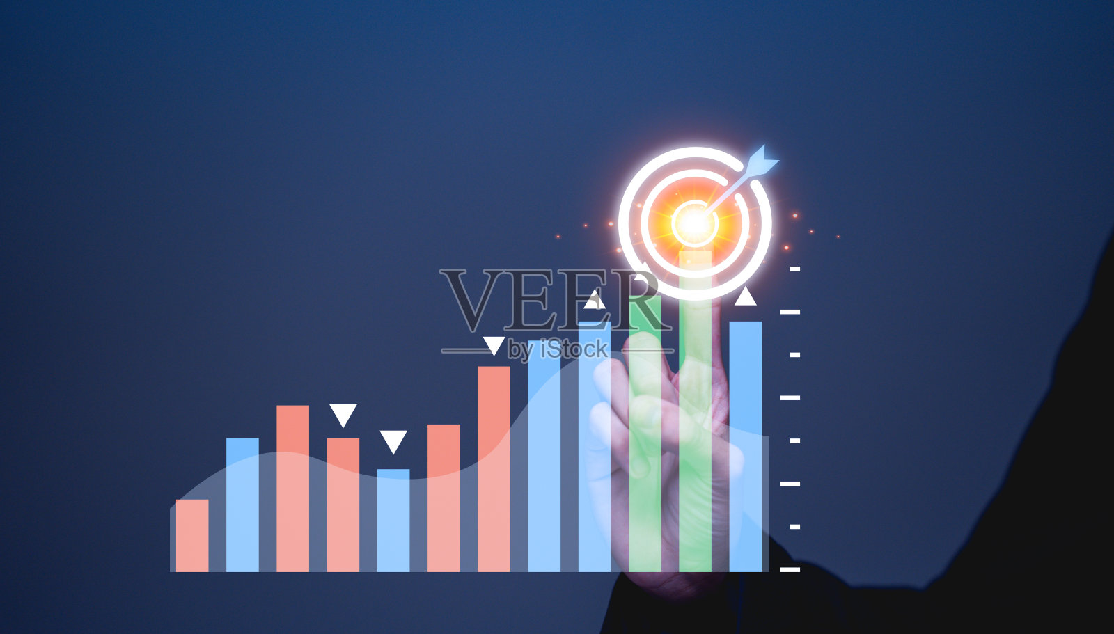 以商业概念为目标，利用数字增强现实图形分析公司的财务资产负债表。照片摄影图片