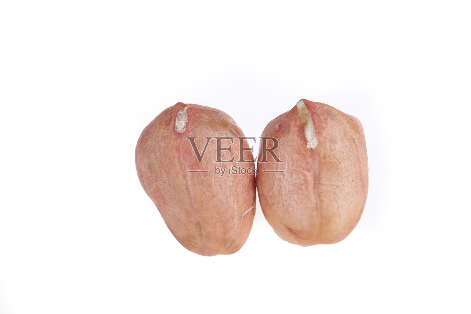 在白色背景上分离的去皮花生仁照片摄影图片