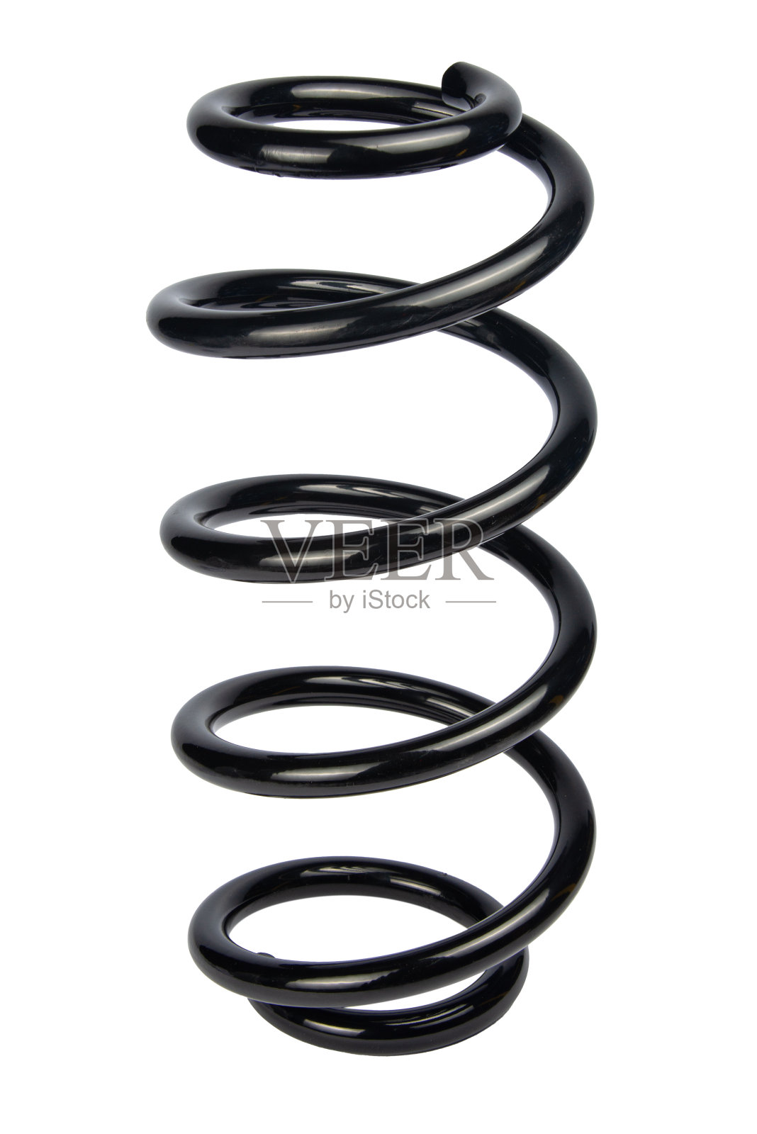 汽车零配件。白色背景上的大型金属弹簧。缓冲弹簧，白色背景，汽车配件。汽车悬架弹簧照片摄影图片