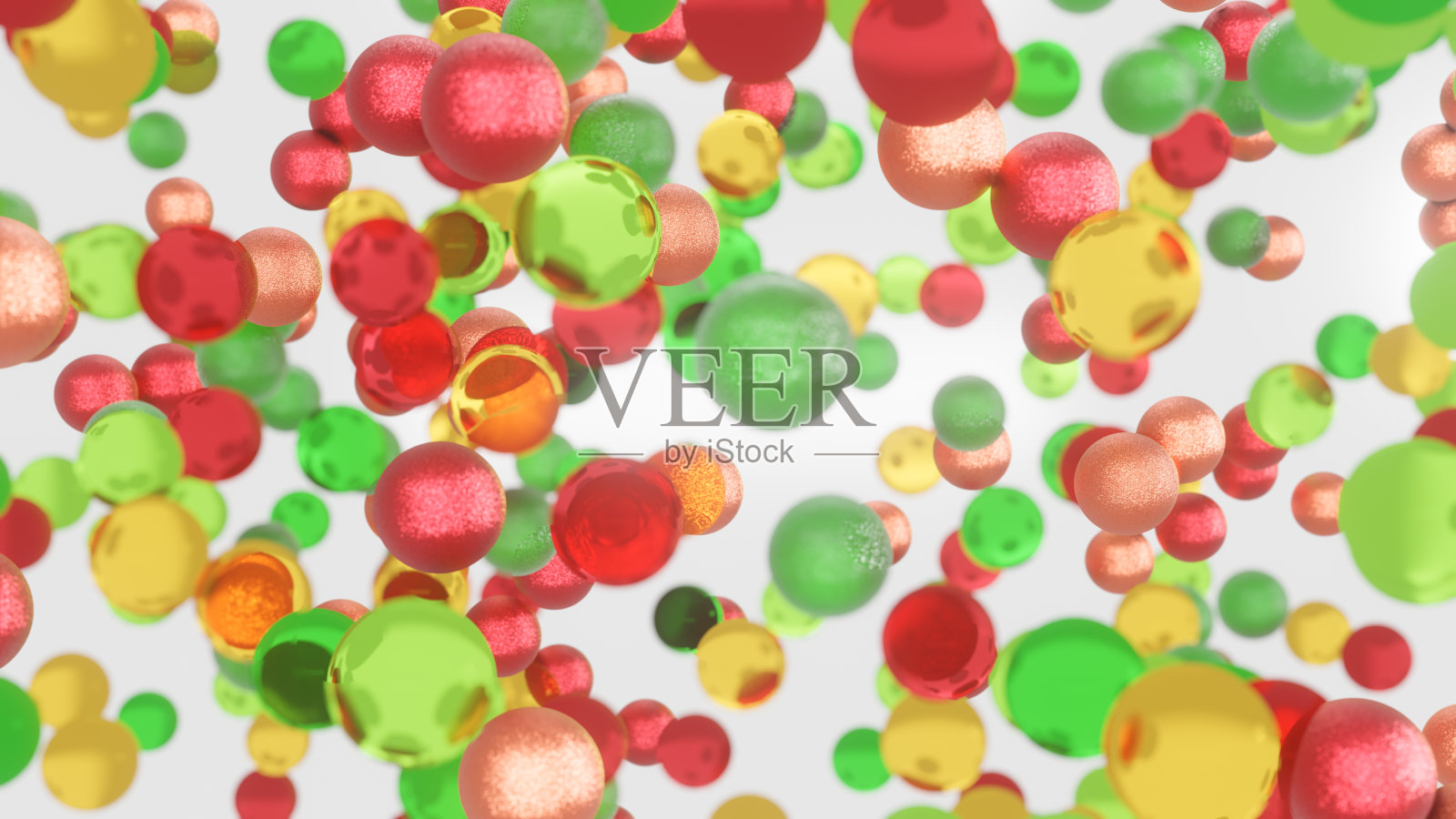 明亮的彩色球在一个白色的背景，3D插图照片摄影图片