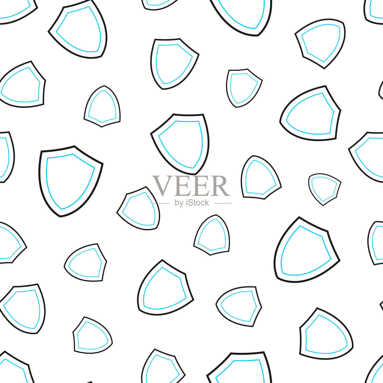 盾牌。无缝模式。白色背景上的线条图标插画图片素材