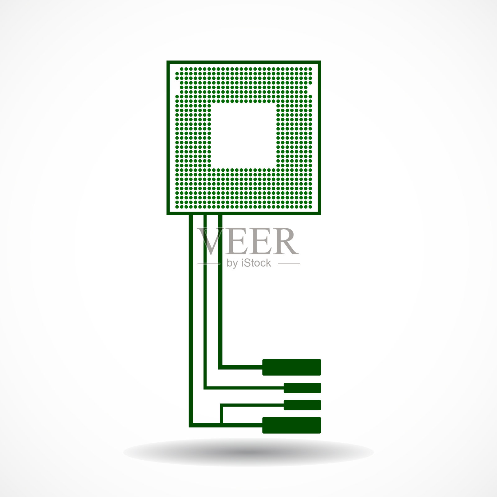 白色背景的电路板和cpu技术键。矢量图插画图片素材