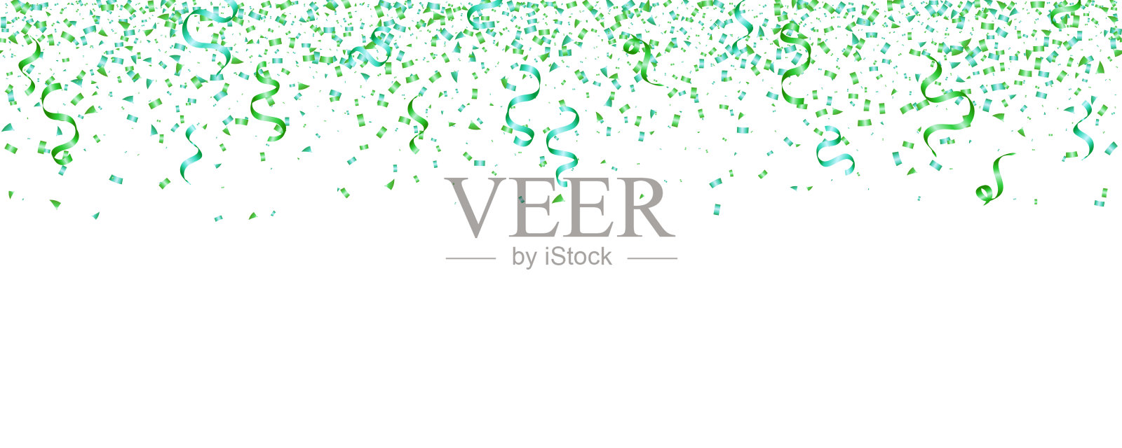 节日庆典横幅豪华与绿色五彩纸屑，生日聚会，体育冠军插画图片素材