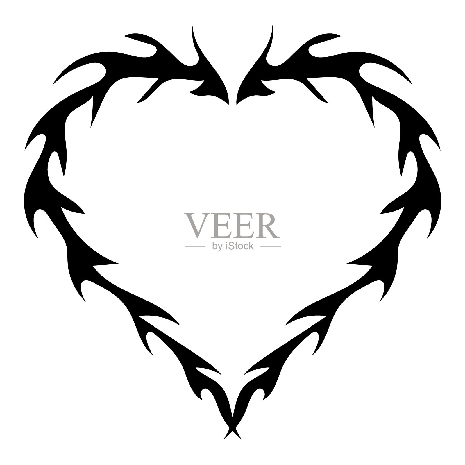 装饰心形框架。复古的新部落巴洛克式装饰。矢量设计元素插画图片素材