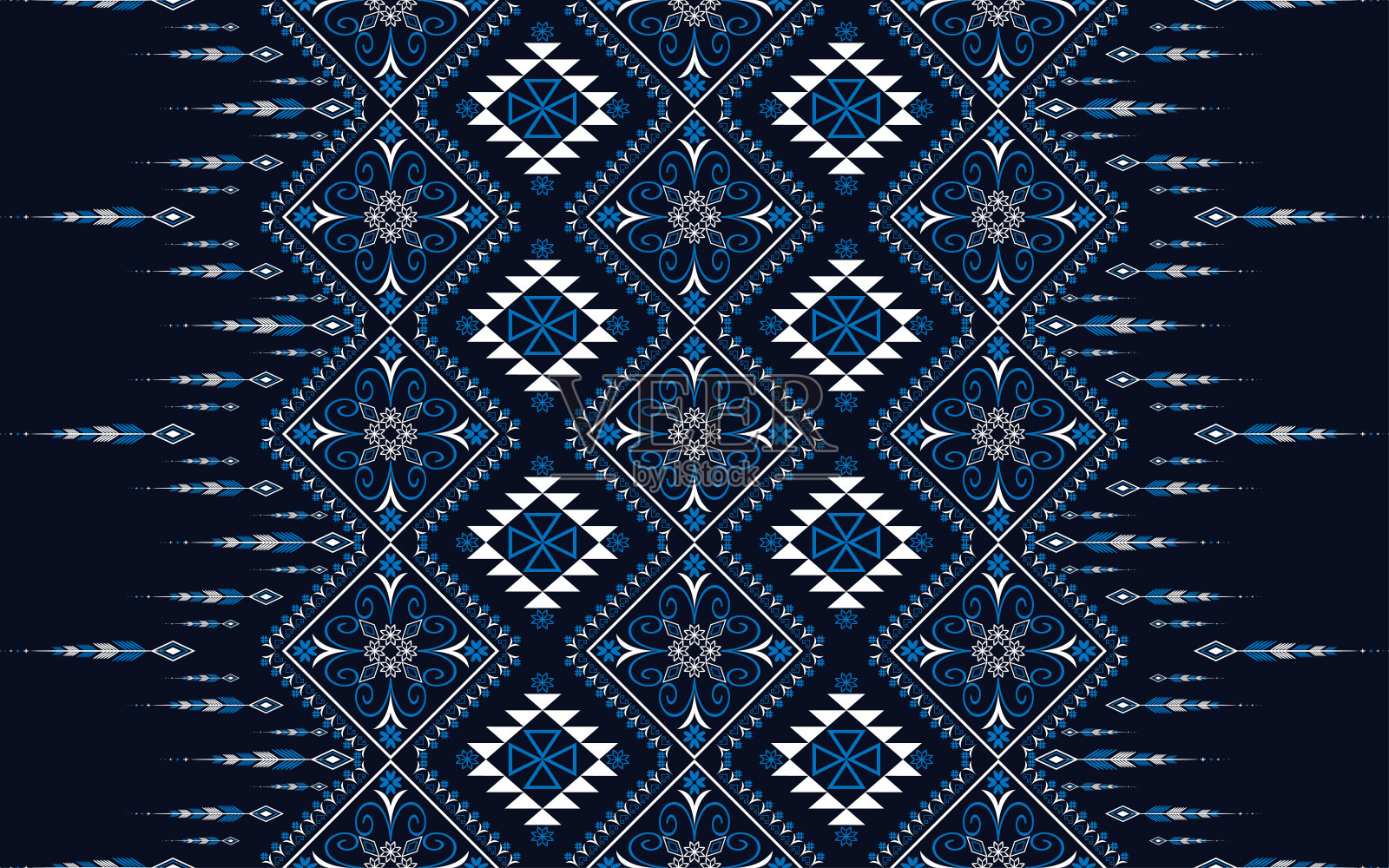 刺绣设计东方几何民族图案为背景插画图片素材