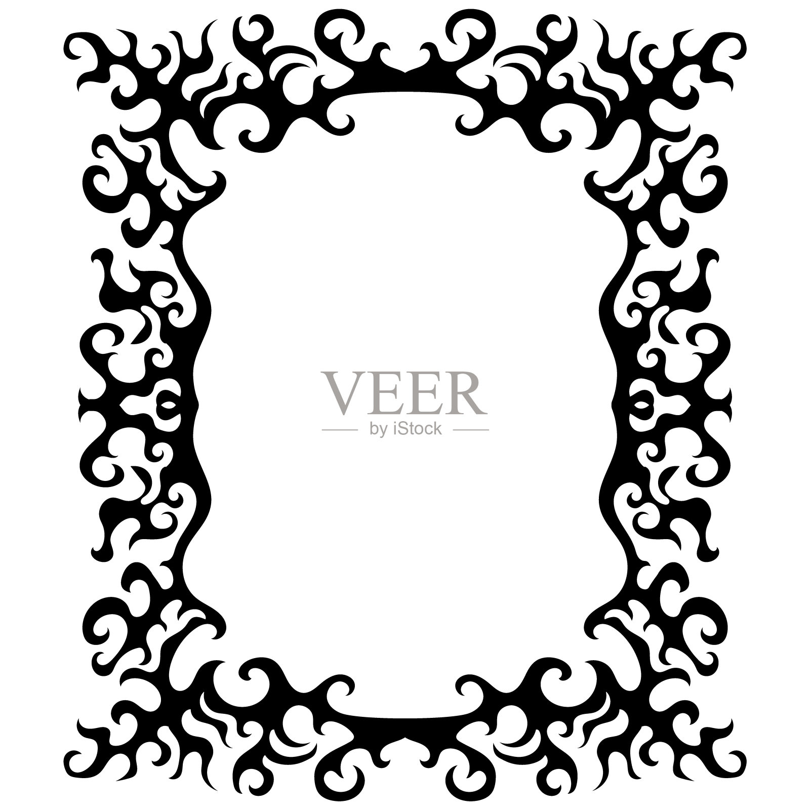 装饰矩形框架。复古的新部落巴洛克式装饰。矢量设计元素插画图片素材