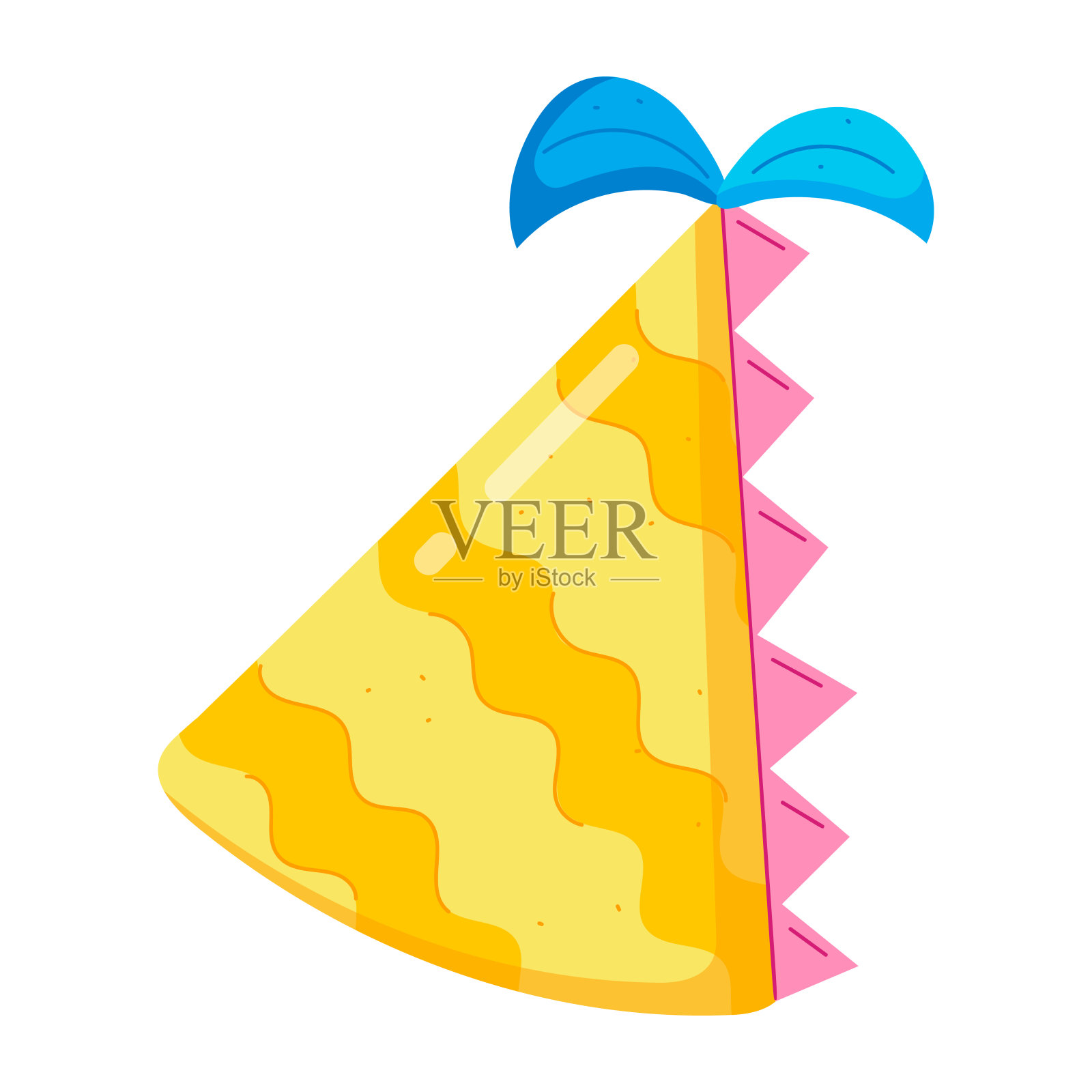 生日帽扁平贴纸插画图片素材