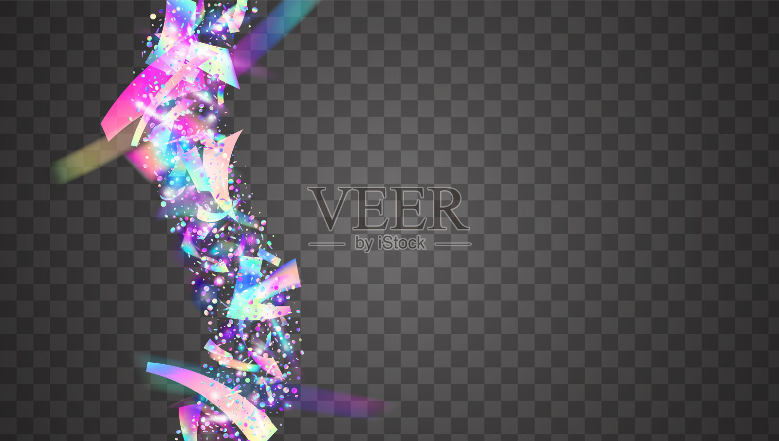 透明的金属丝。数码海报。现代设计。彩虹纸。3d抽象插图。迪斯科的概念。紫色激光蛇纹石。方的效果。蓝色透明金属丝插画图片素材