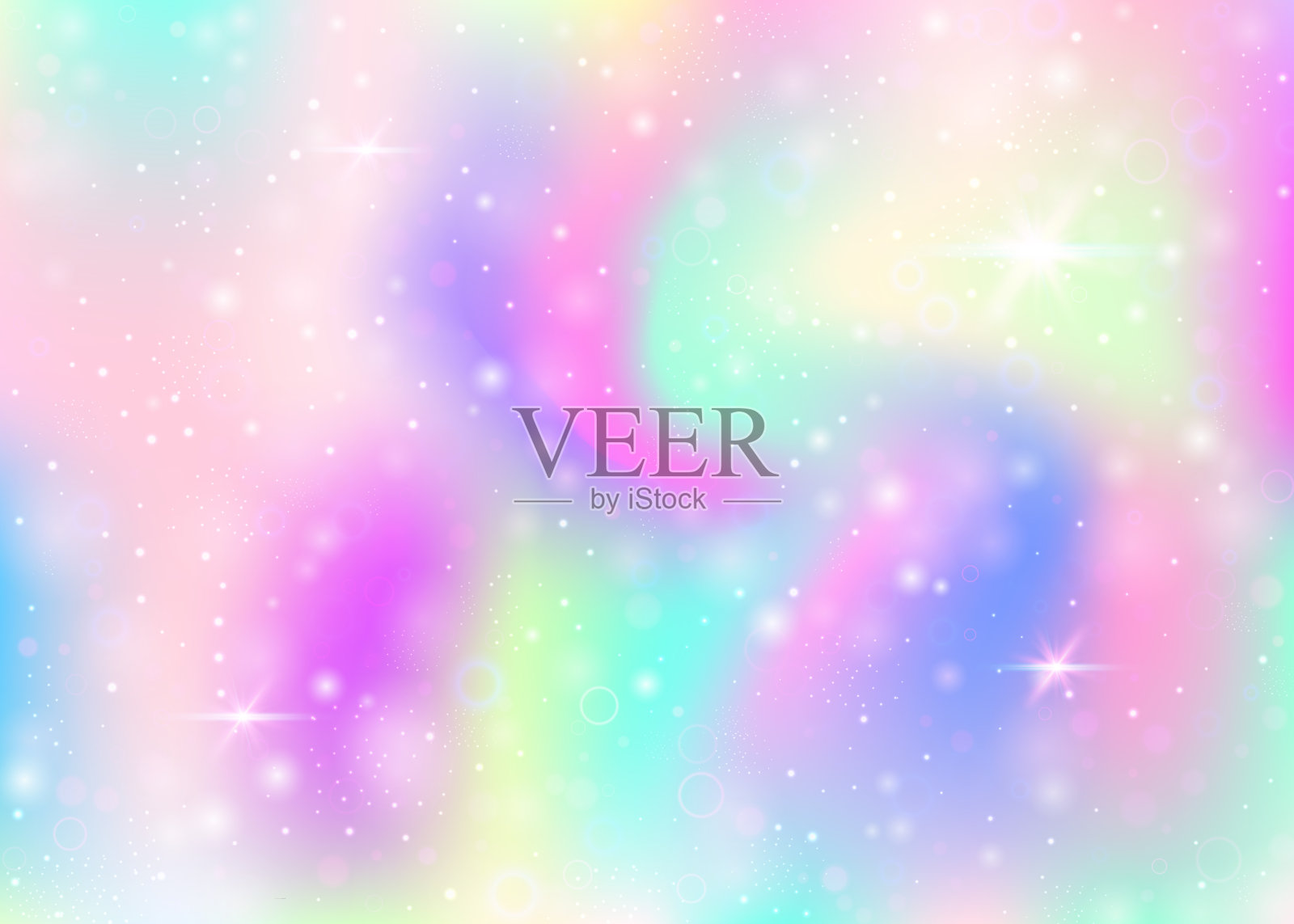 独角兽背景与彩虹网格。插画图片素材