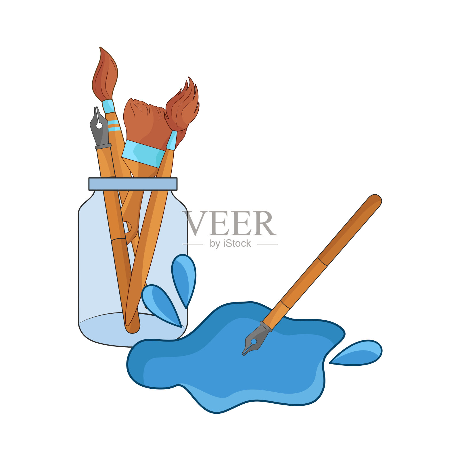 油漆刷插画图片素材