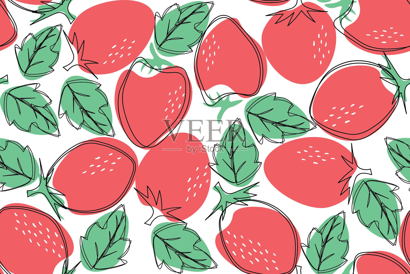 草莓抽象无缝图案插画图片素材