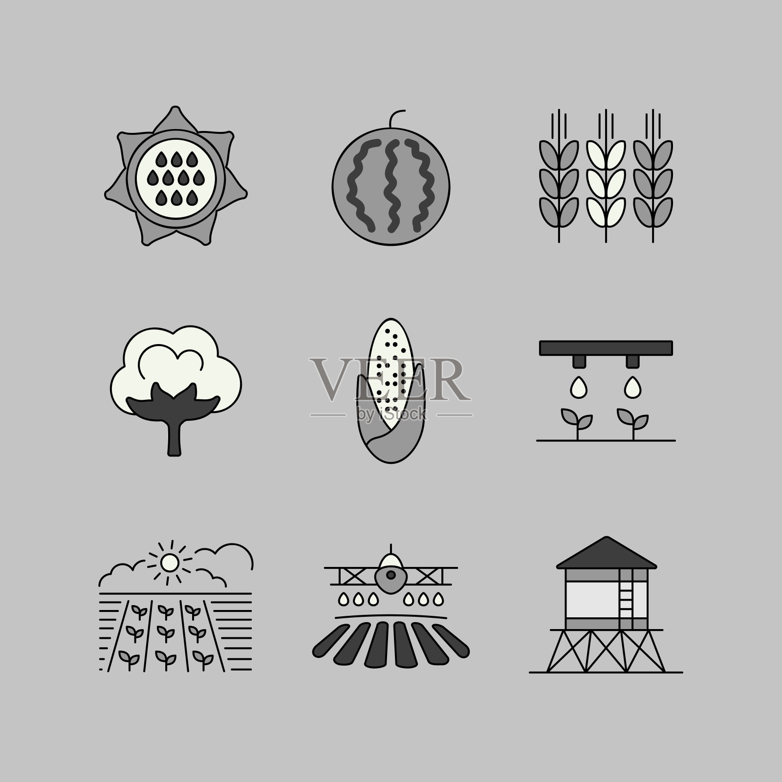 农场领域矢量图标。农业的迹象插画图片素材