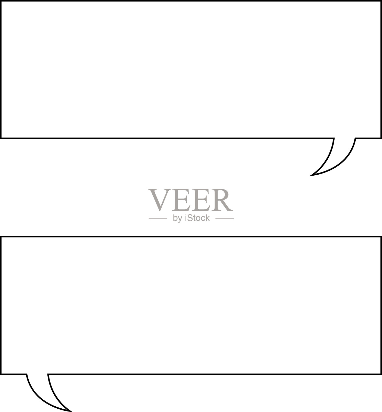 一套空白的白色语音气泡在平面设计，聊天框，消息框图标。气球涂鸦风格的思维符号符号。语音气泡被隔离在背景上。插画图片素材