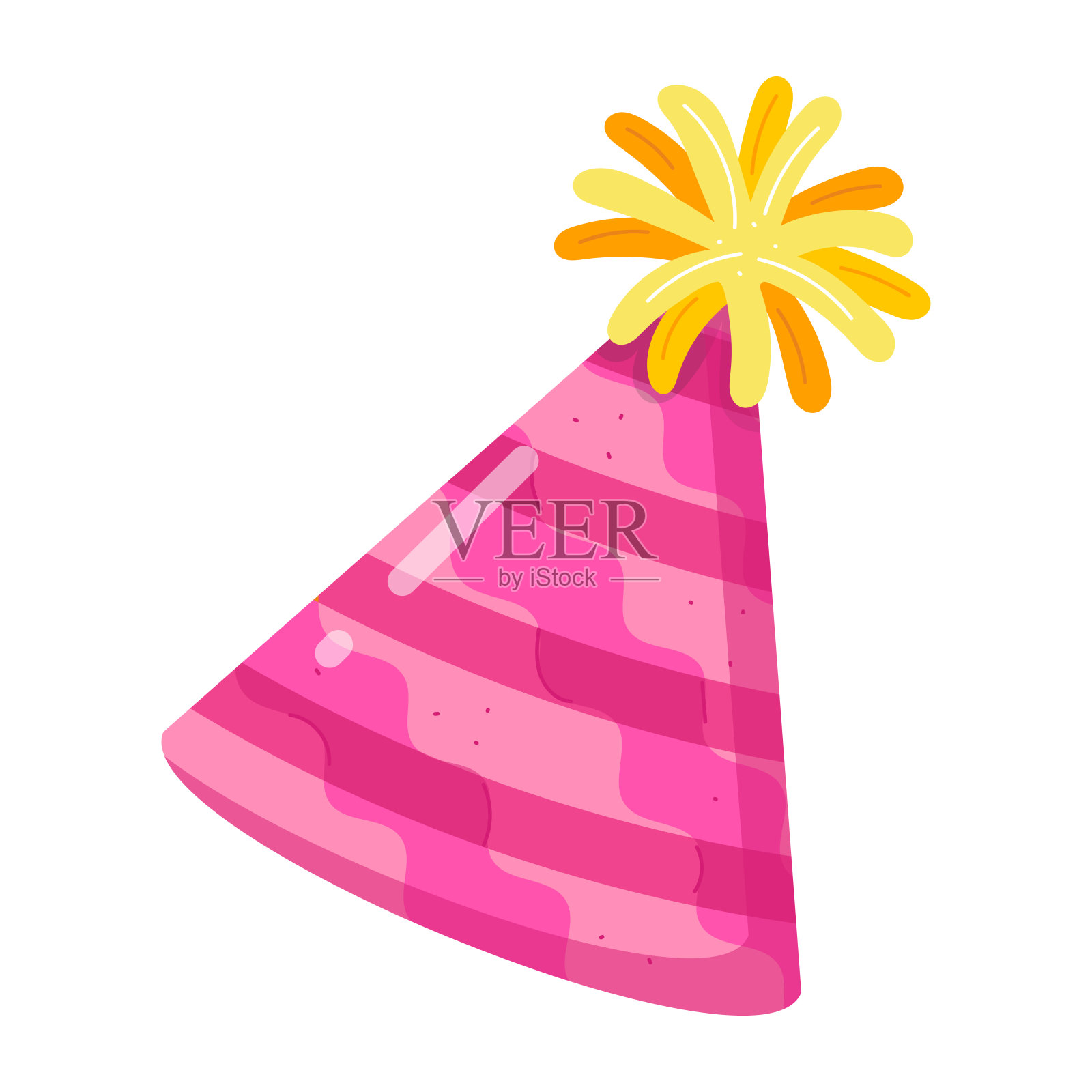 生日帽扁平贴纸插画图片素材