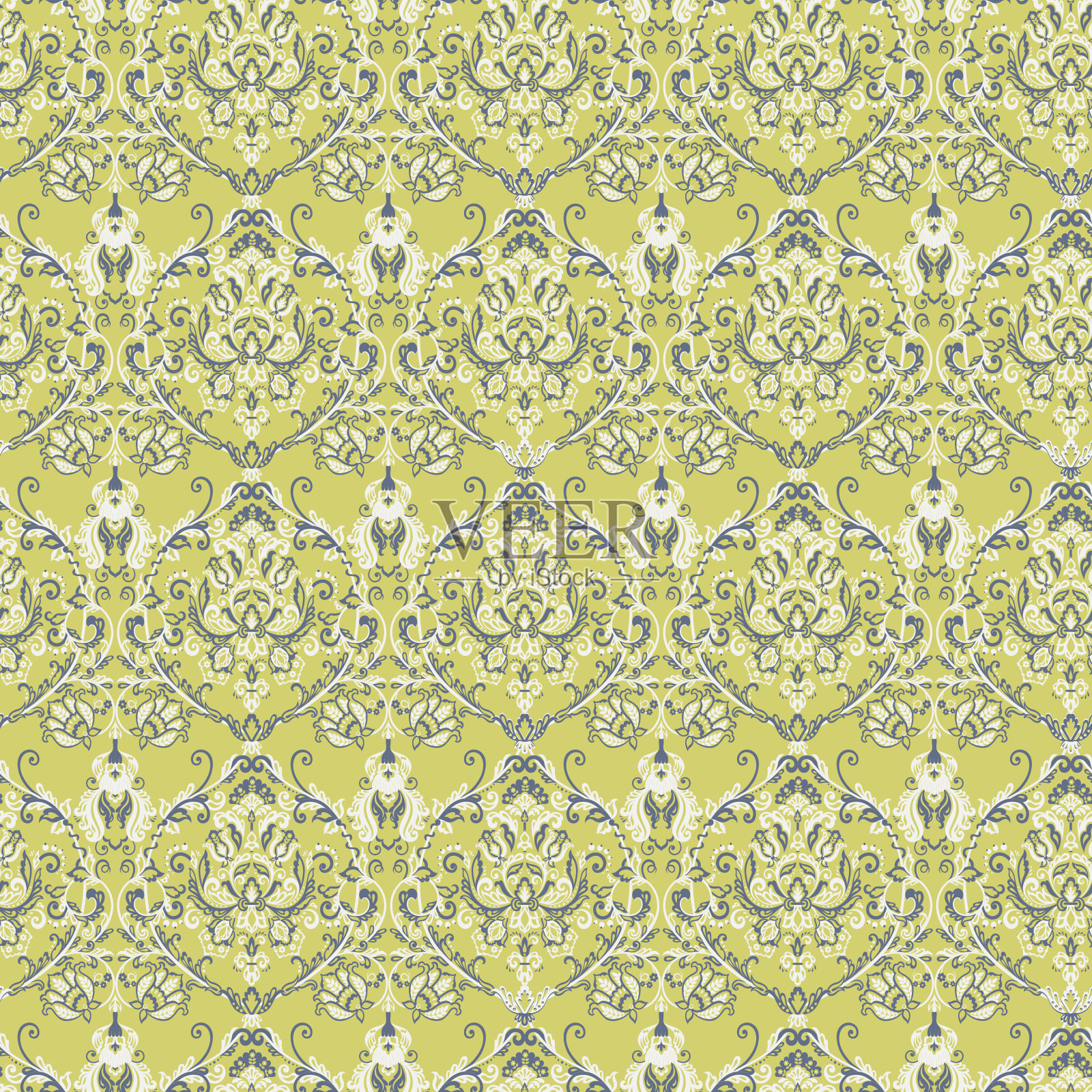 无缝复古矢量背景。矢量花壁纸巴洛克风格的图案插画图片素材