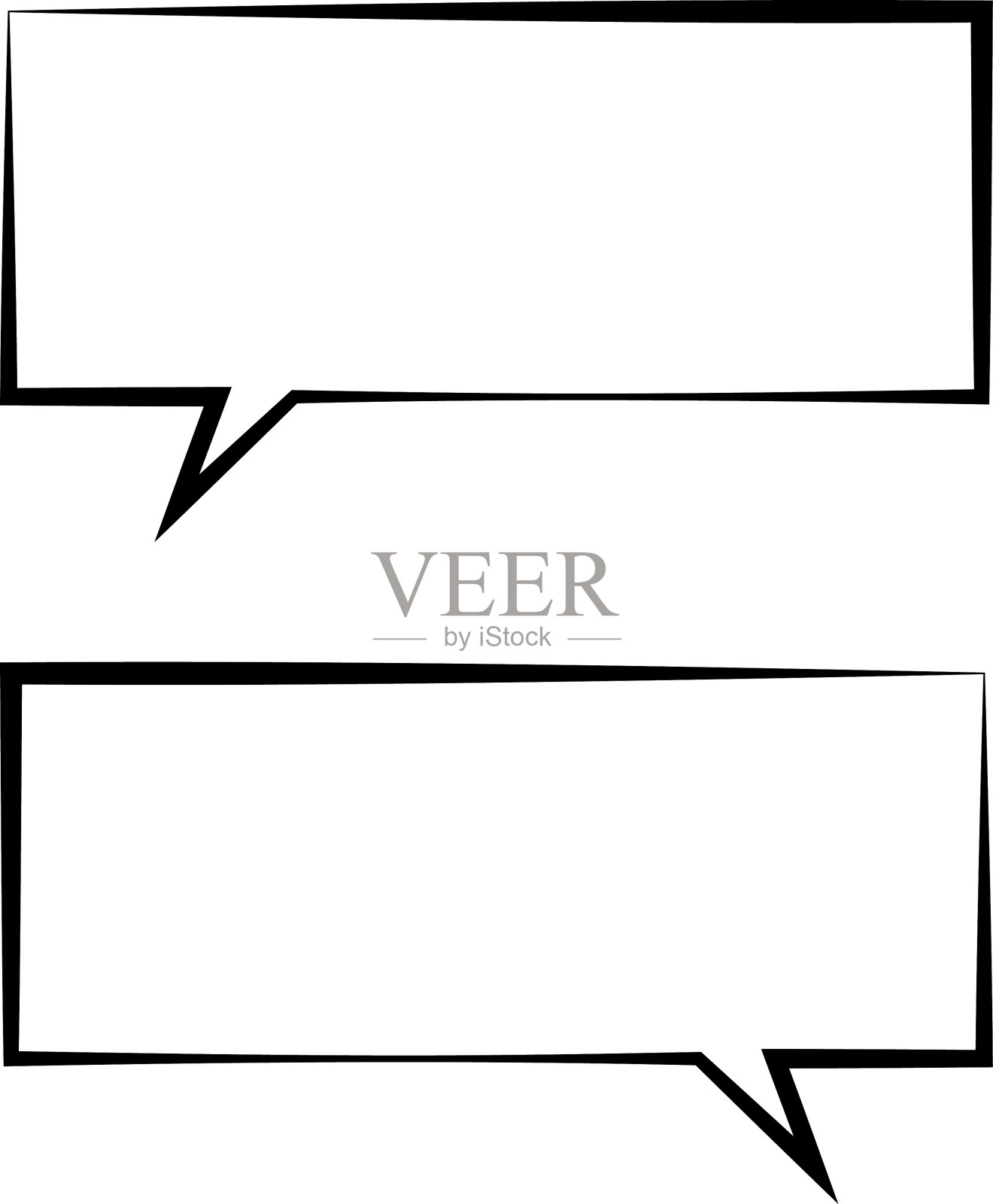 一套空白的白色语音气泡在平面设计，聊天框，消息框图标。气球涂鸦风格的思维符号符号。语音气泡被隔离在背景上。插画图片素材