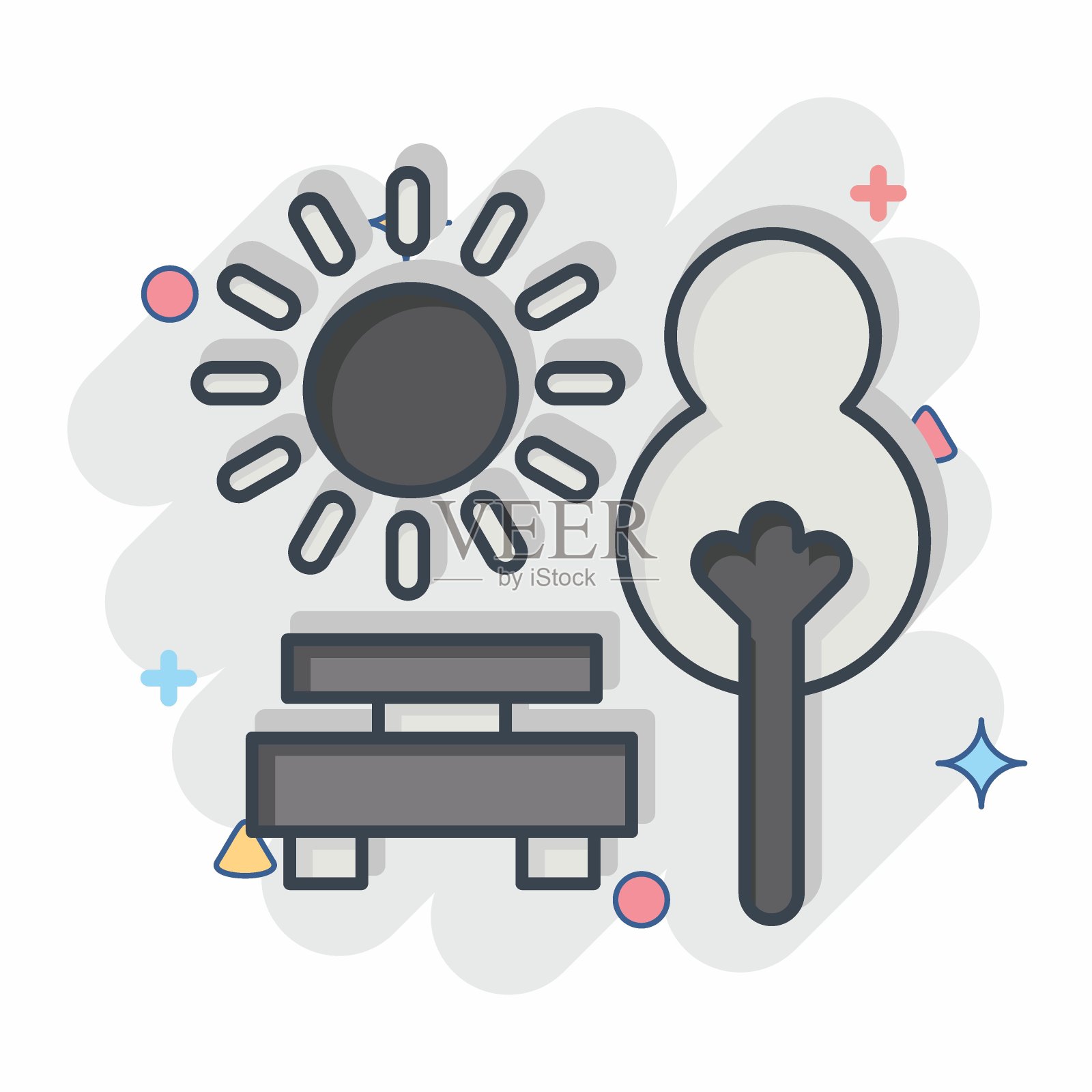 图标公园。与导航符号相关。漫画风格。简单的设计说明插画图片素材