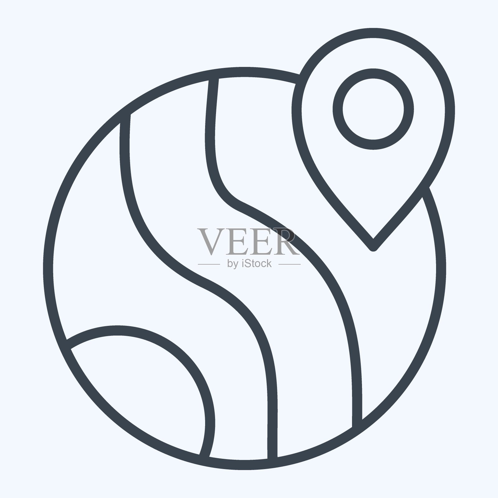 Icon地理定位。与导航符号相关。行风格。简单的设计说明插画图片素材