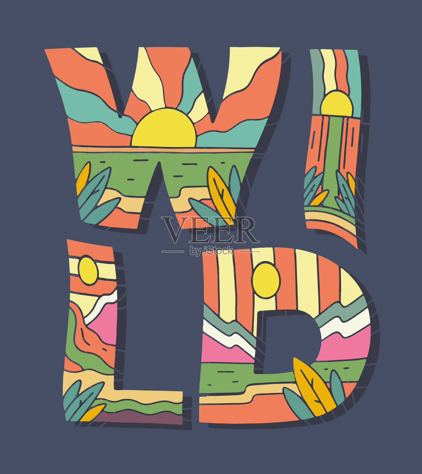 信野配大自然的山地露营设计。用于t恤，贴纸和其他用途插画图片素材