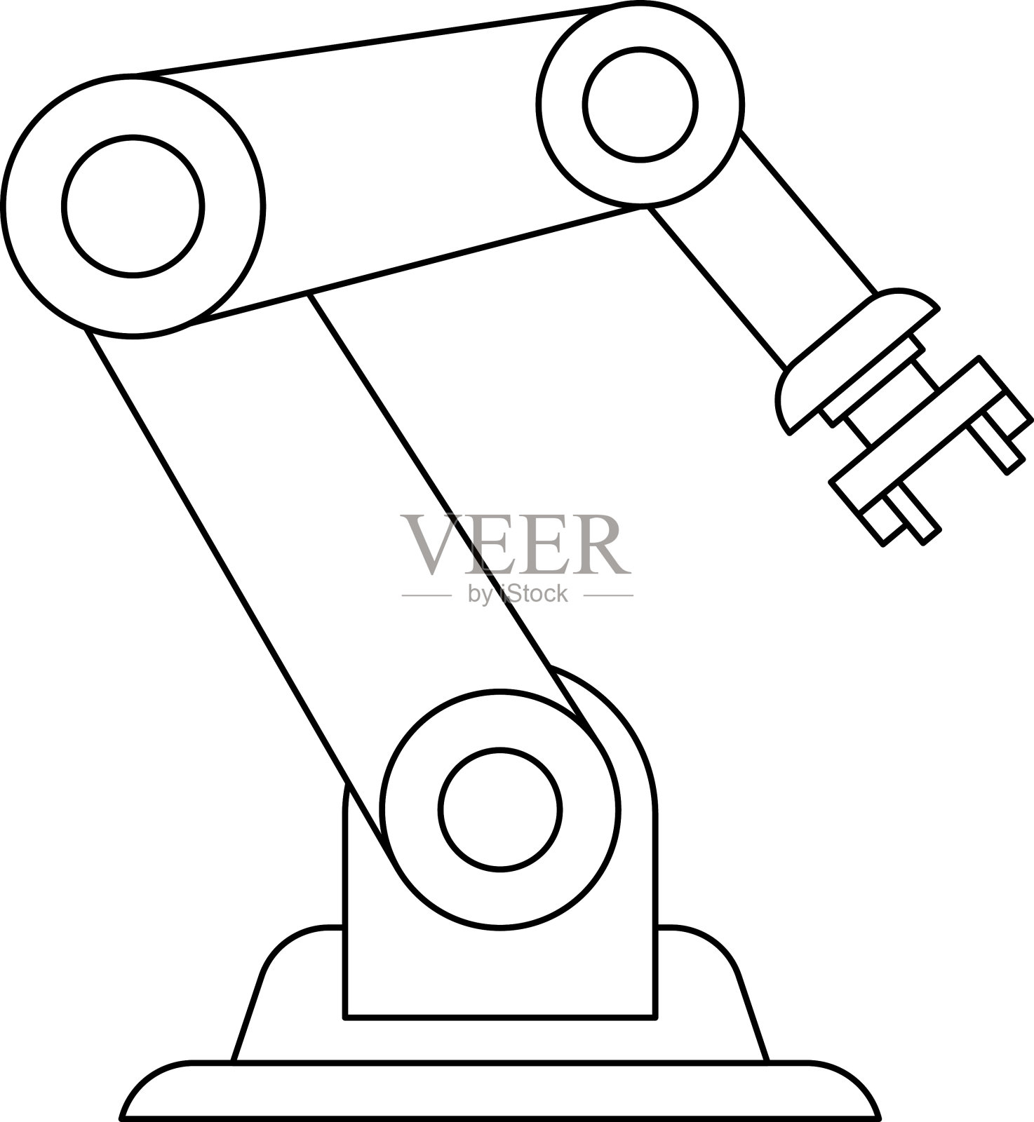 机械机器人手臂机器图标。制造工业机械机器人手臂。AI拾取器，拾取机器人，技术液压机械手，矢量插图插画图片素材
