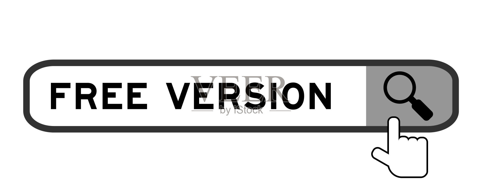 搜索横幅在word免费版与手在白色背景上的放大镜图标插画图片素材