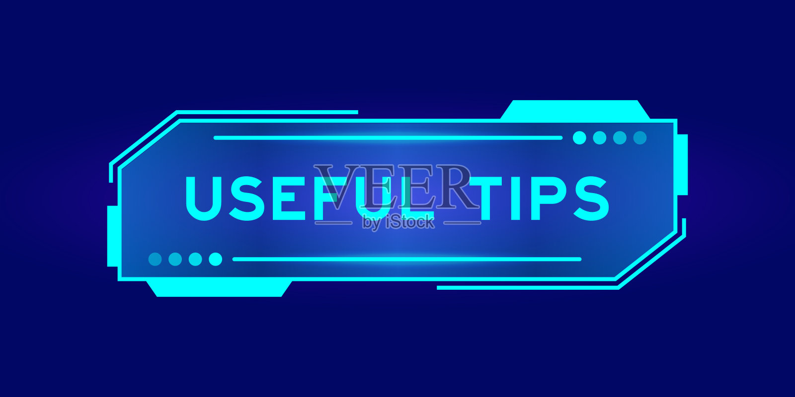 未来的hud横幅，在蓝色背景的用户界面屏幕上有有用的提示插画图片素材