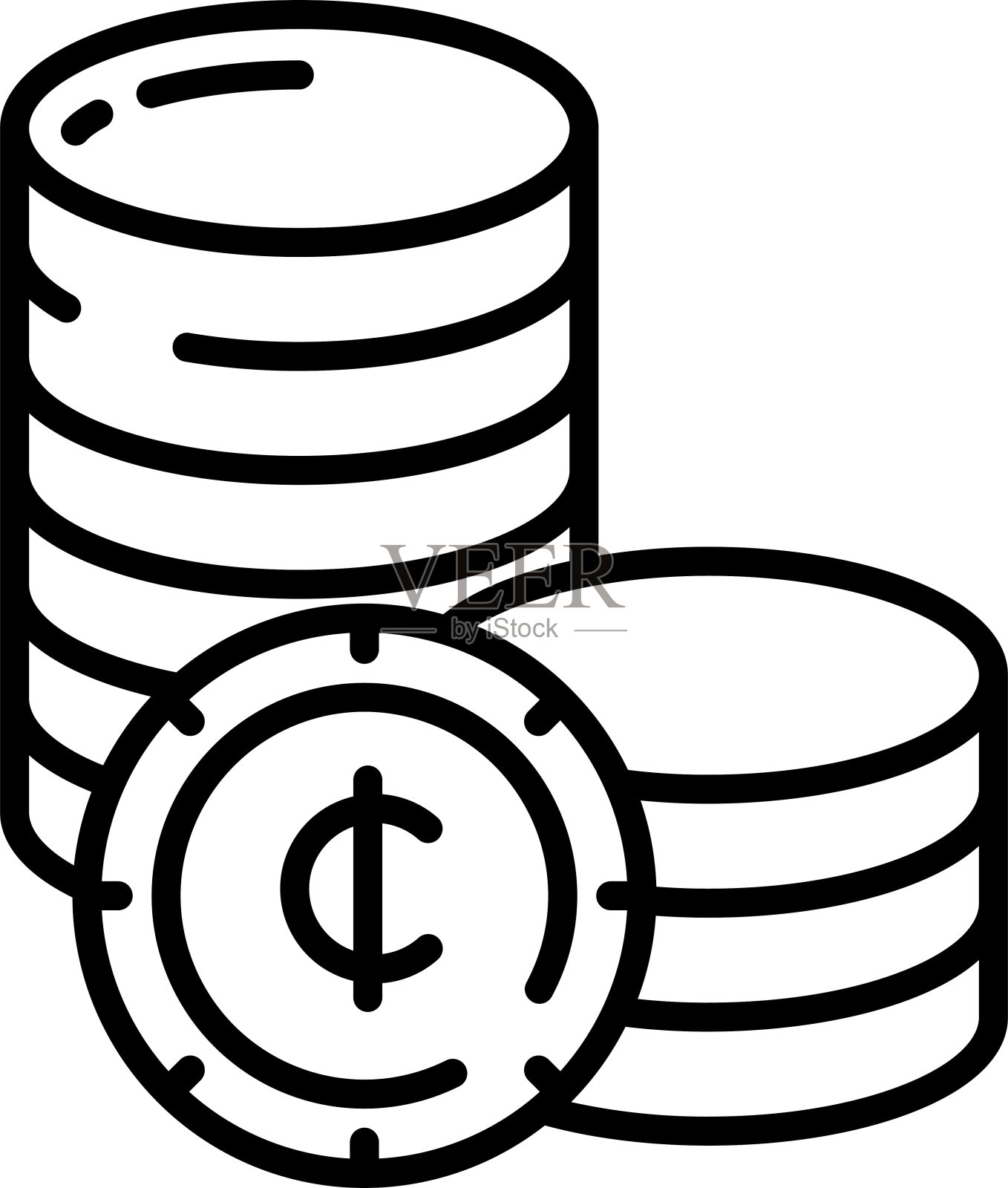 加纳硬币轮廓矢量插图插画图片素材