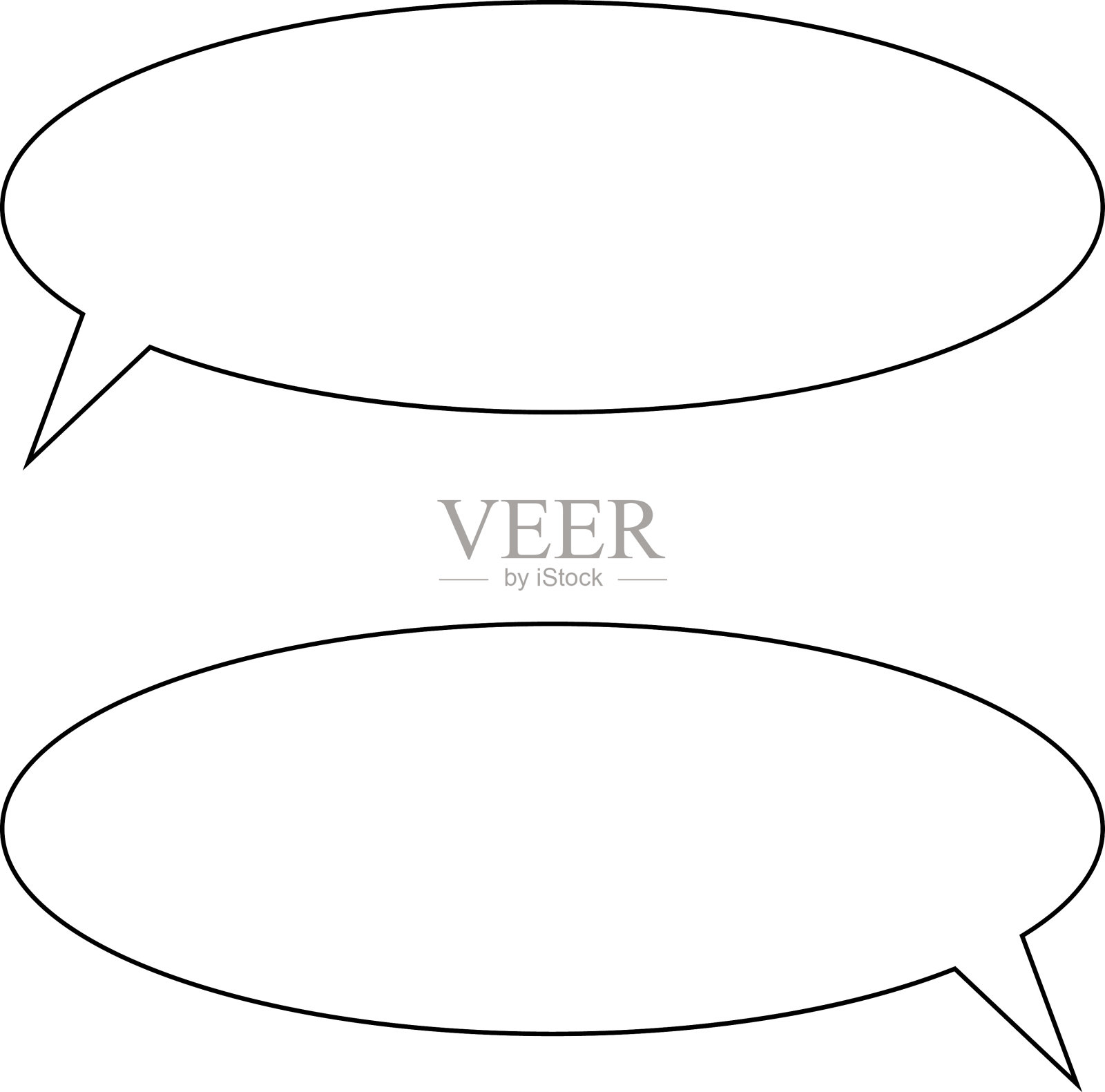 一套空白的白色语音气泡在平面设计，聊天框，消息框图标。气球涂鸦风格的思维符号符号。语音气泡被隔离在背景上。插画图片素材