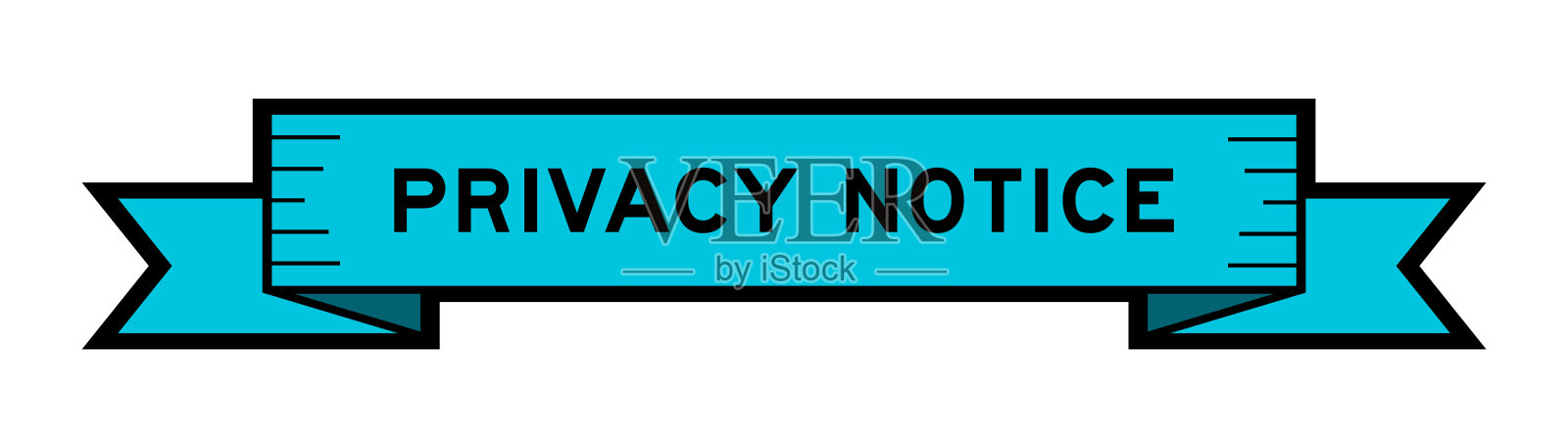 丝带标签横幅与字隐私通知在白色背景上的蓝色插画图片素材