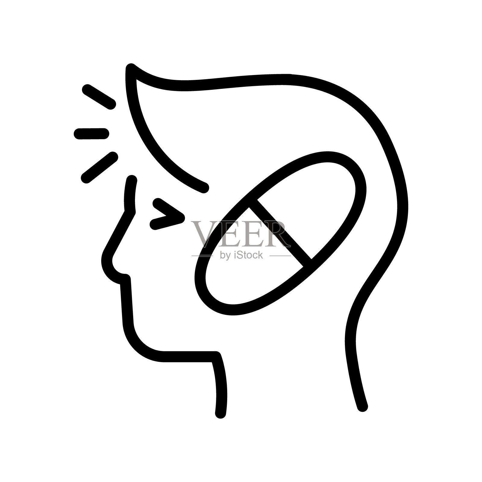 抗精神病药物线黑色图标。矢量隔离按钮。插画图片素材