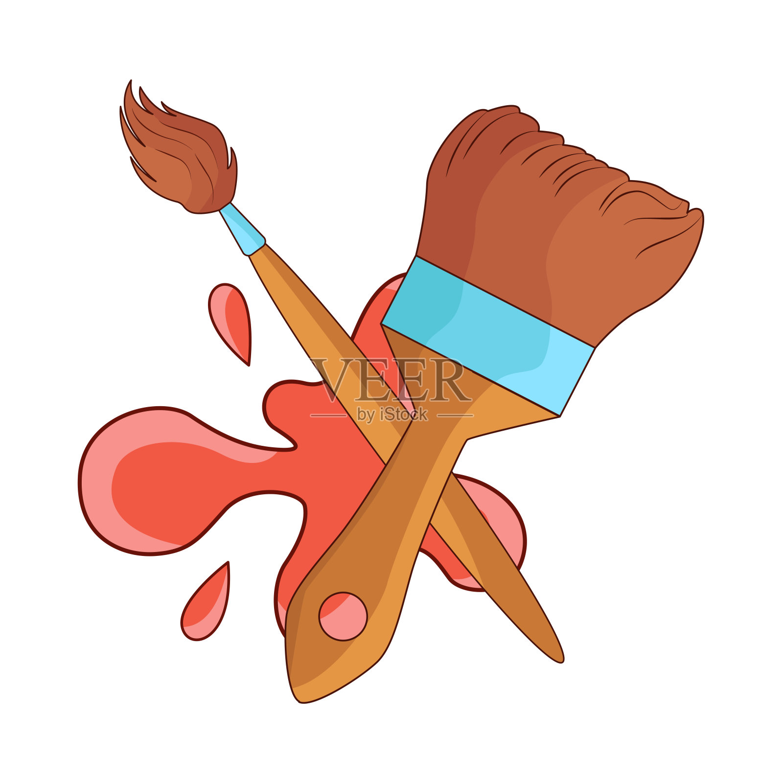 油漆刷插画图片素材