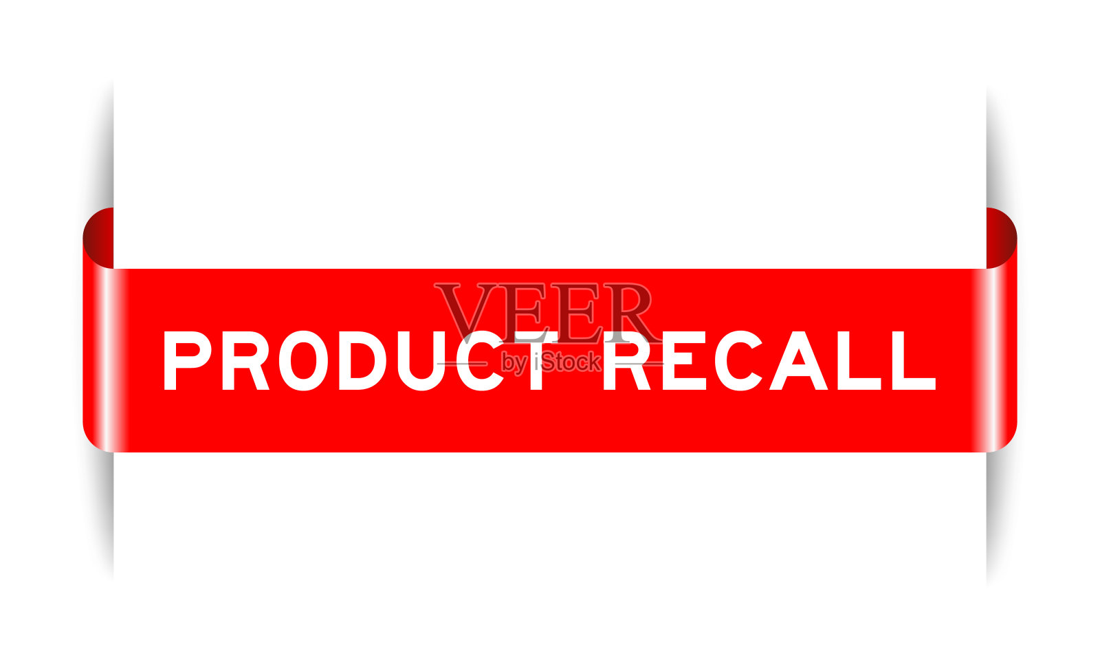 红色插入标签横幅与文字产品召回在白色背景插画图片素材