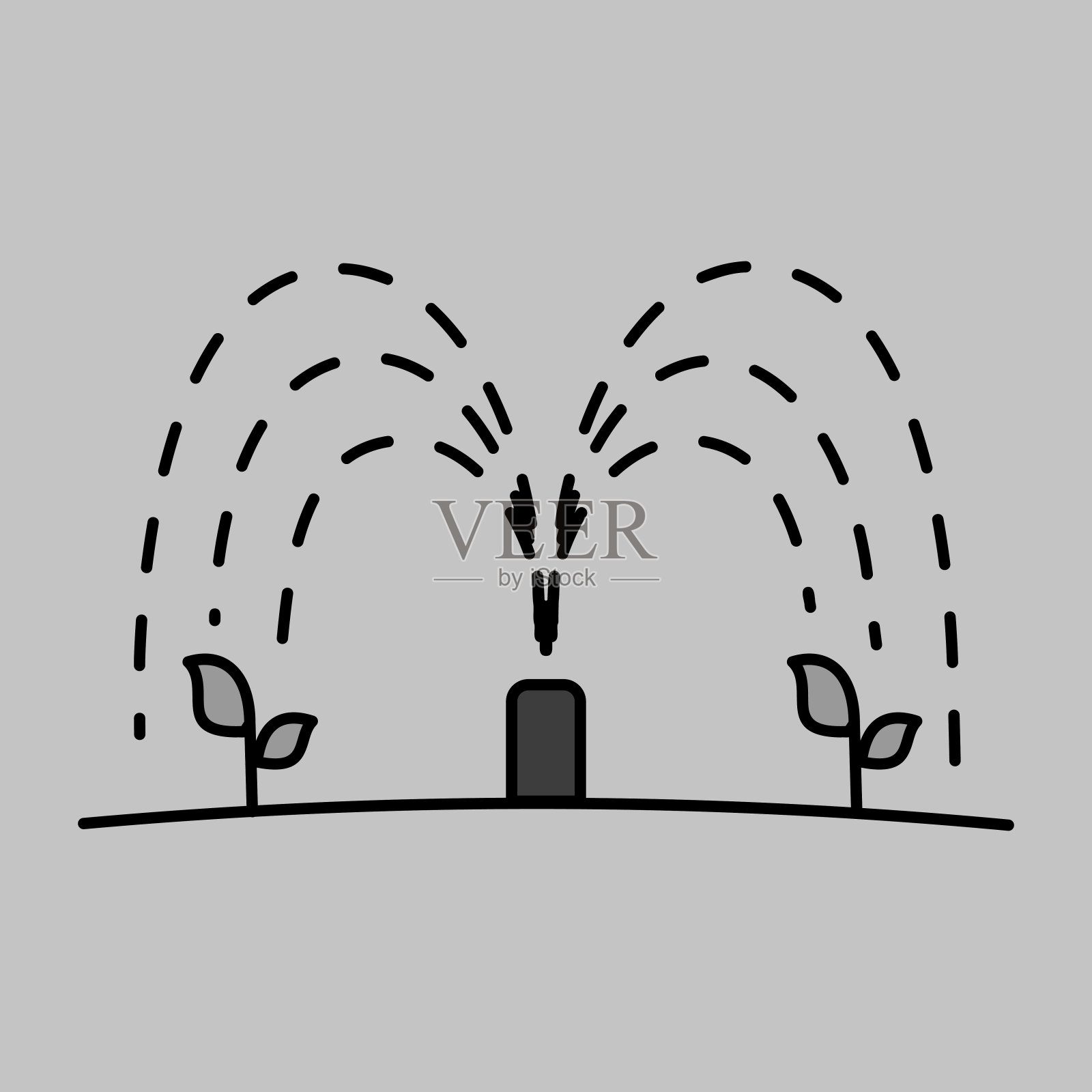 自动灌溉喷灌矢量图标插画图片素材