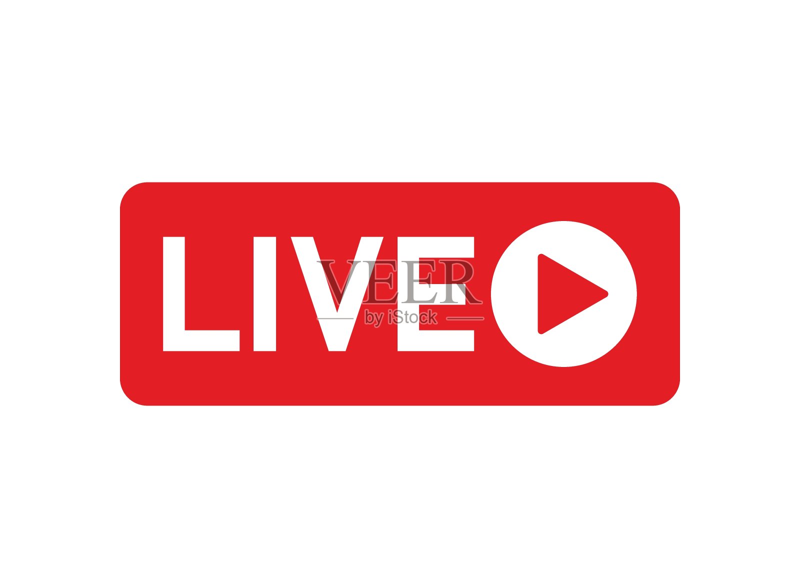 在平面风格的直播按钮图标。网络研讨会矢量插图孤立的背景。流媒体标牌经营理念。插画图片素材