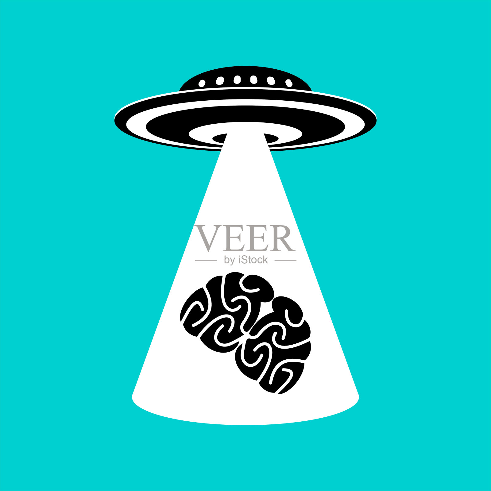 UFO偷大脑。外星人偷大脑。取出大脑插画图片素材