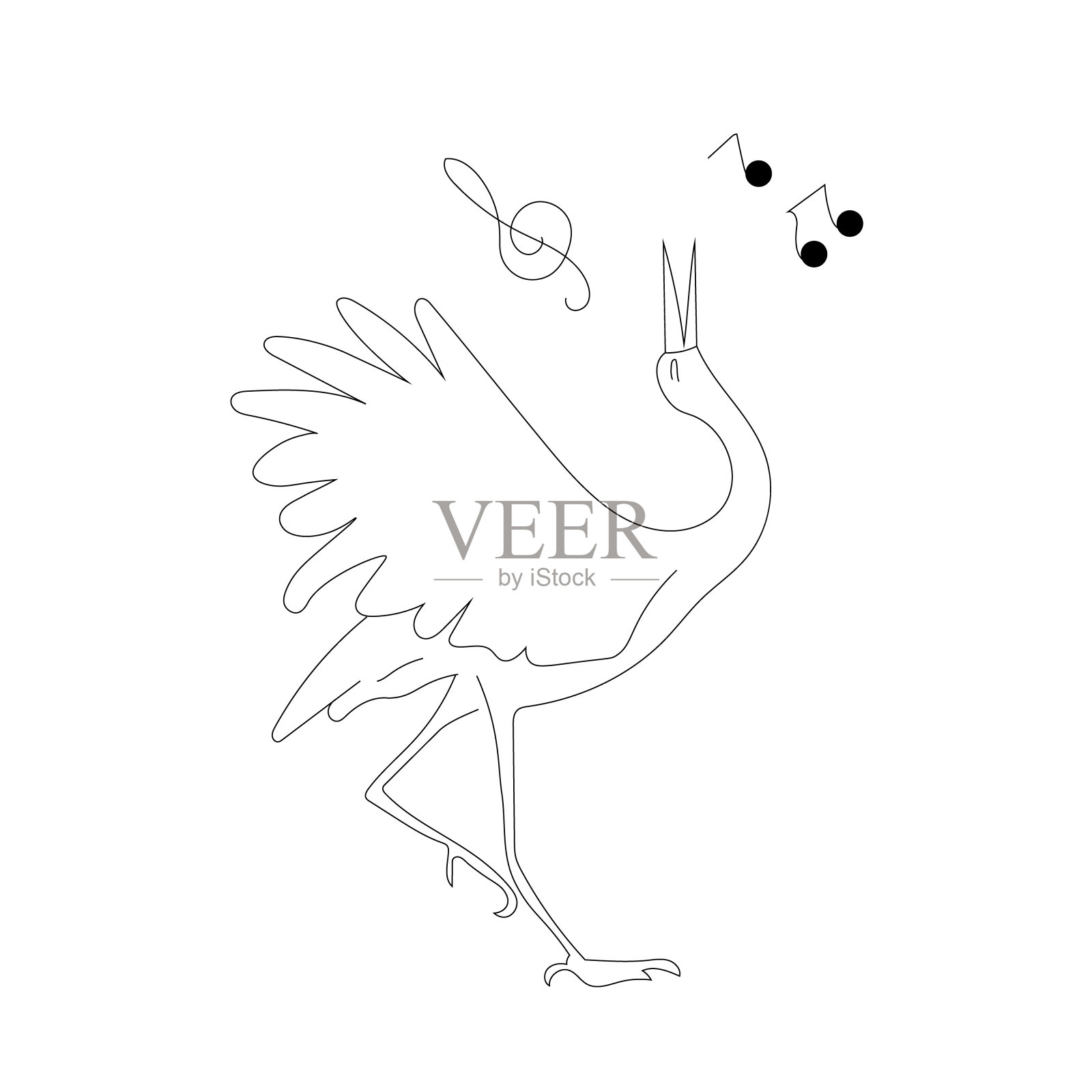 С美国莱恩歌唱。矢量黑色轮廓图像。插画图片素材