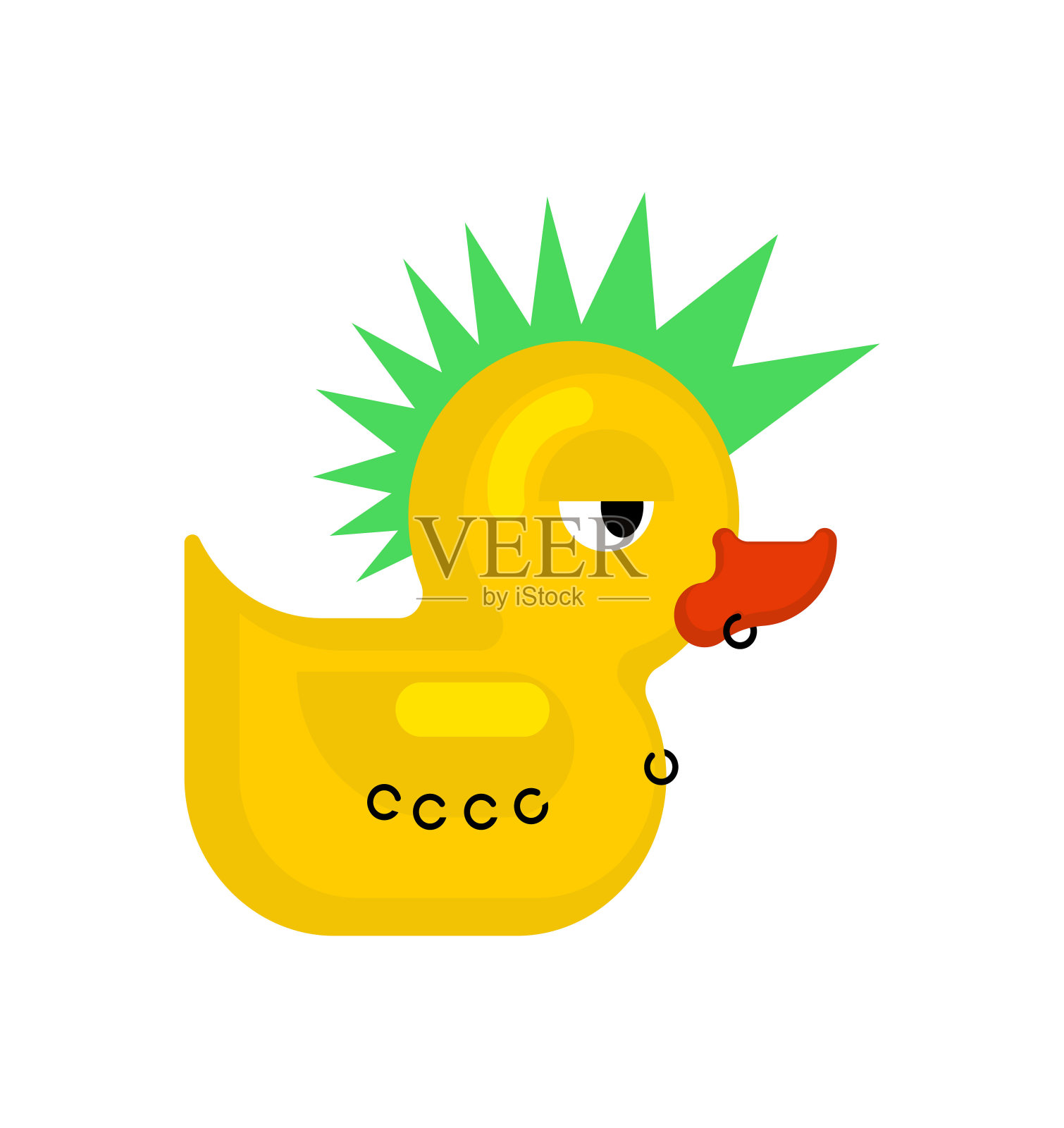 橡皮鸭朋克。鸭子玩具朋克。黄色的有弹性的插画图片素材