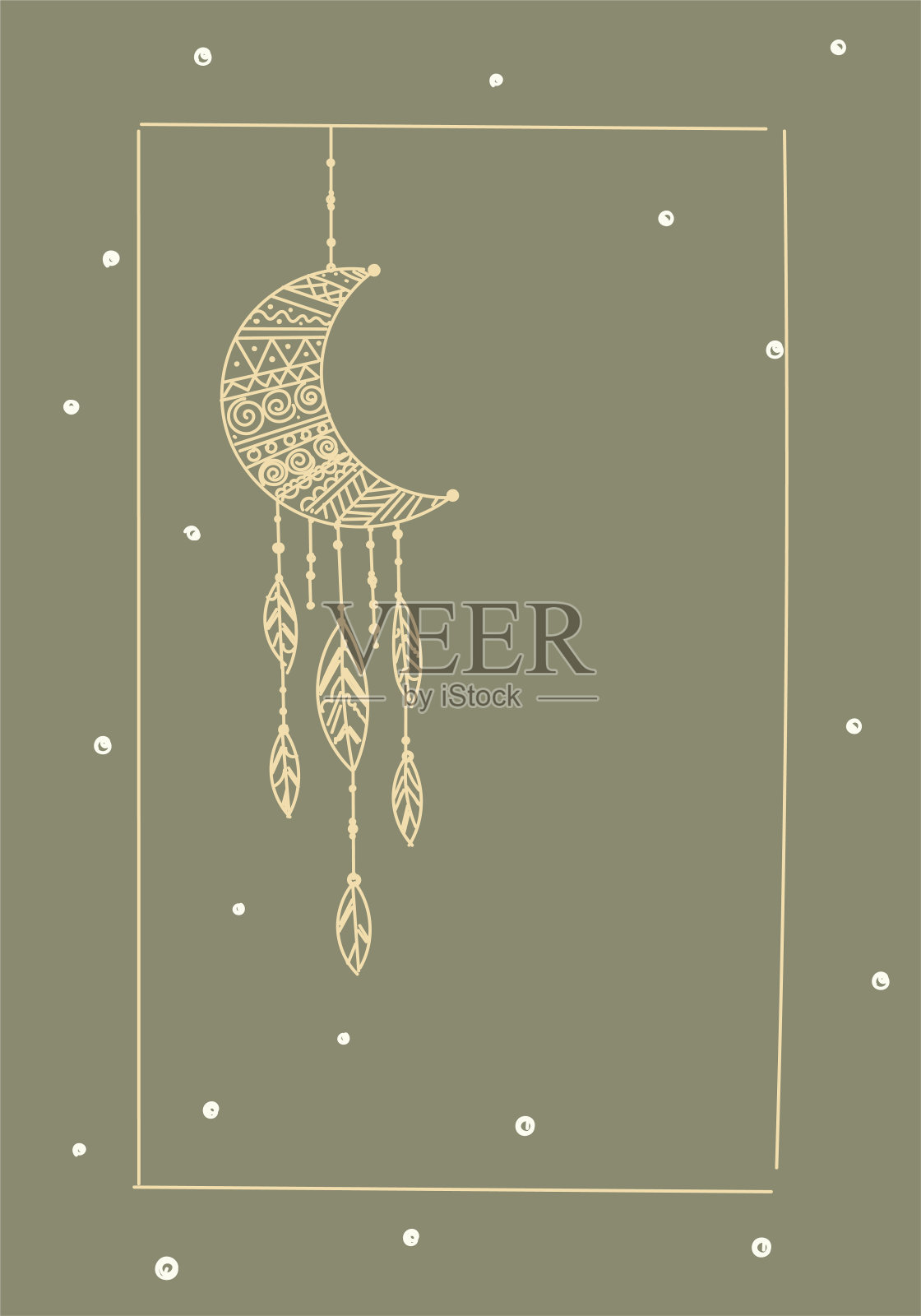 用捕梦网和花环相框插画图片素材