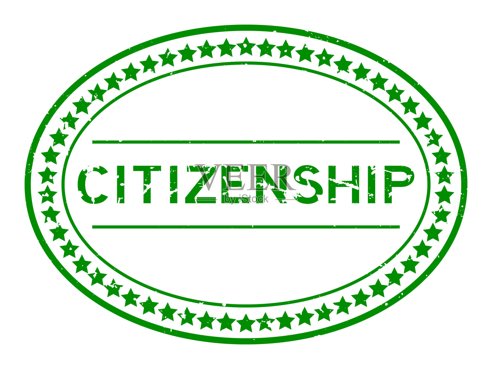 垃圾绿色公民字椭圆形橡胶印章白色背景插画图片素材