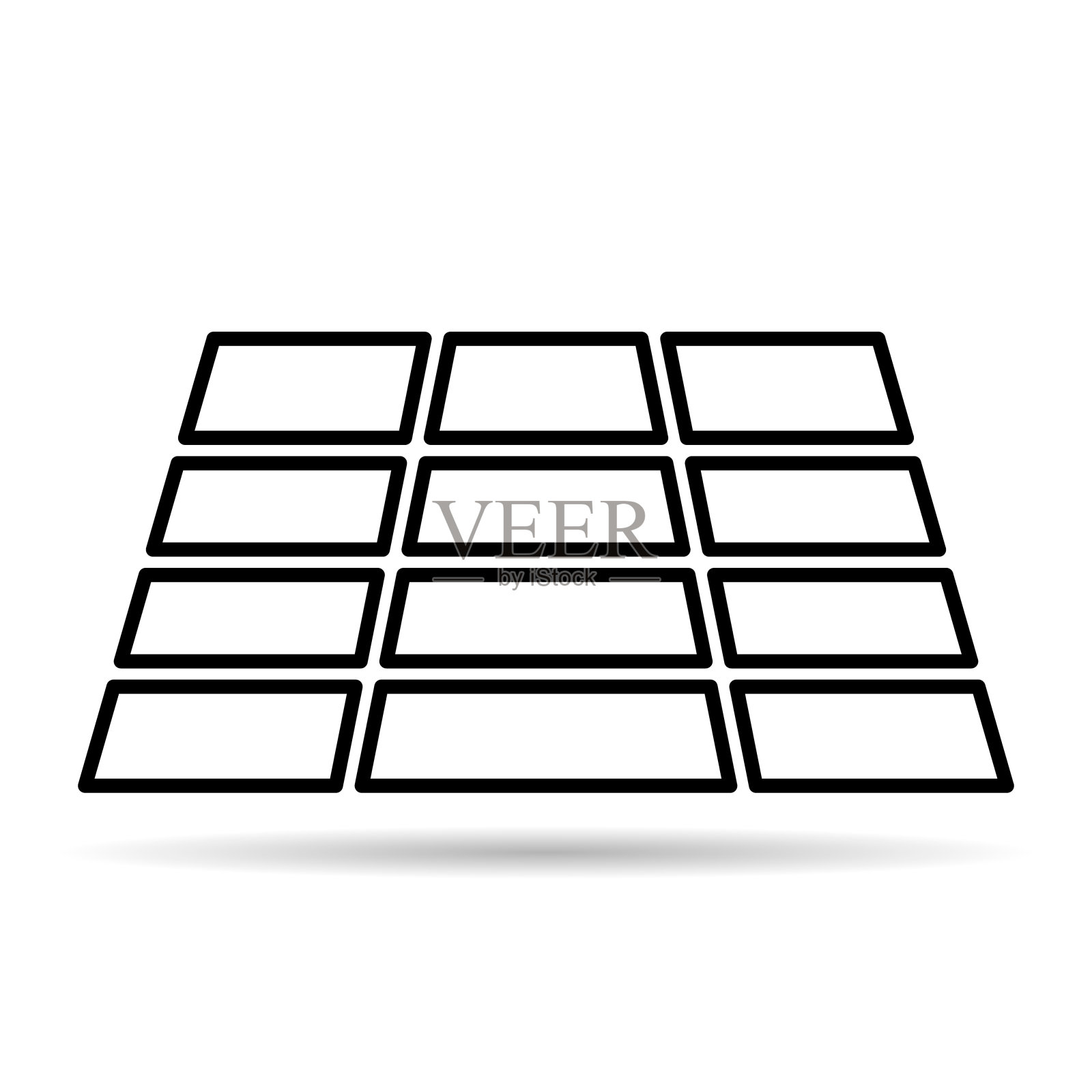 太阳能板阴影图标，绿色能源技术，生态替代能源矢量插图插画图片素材