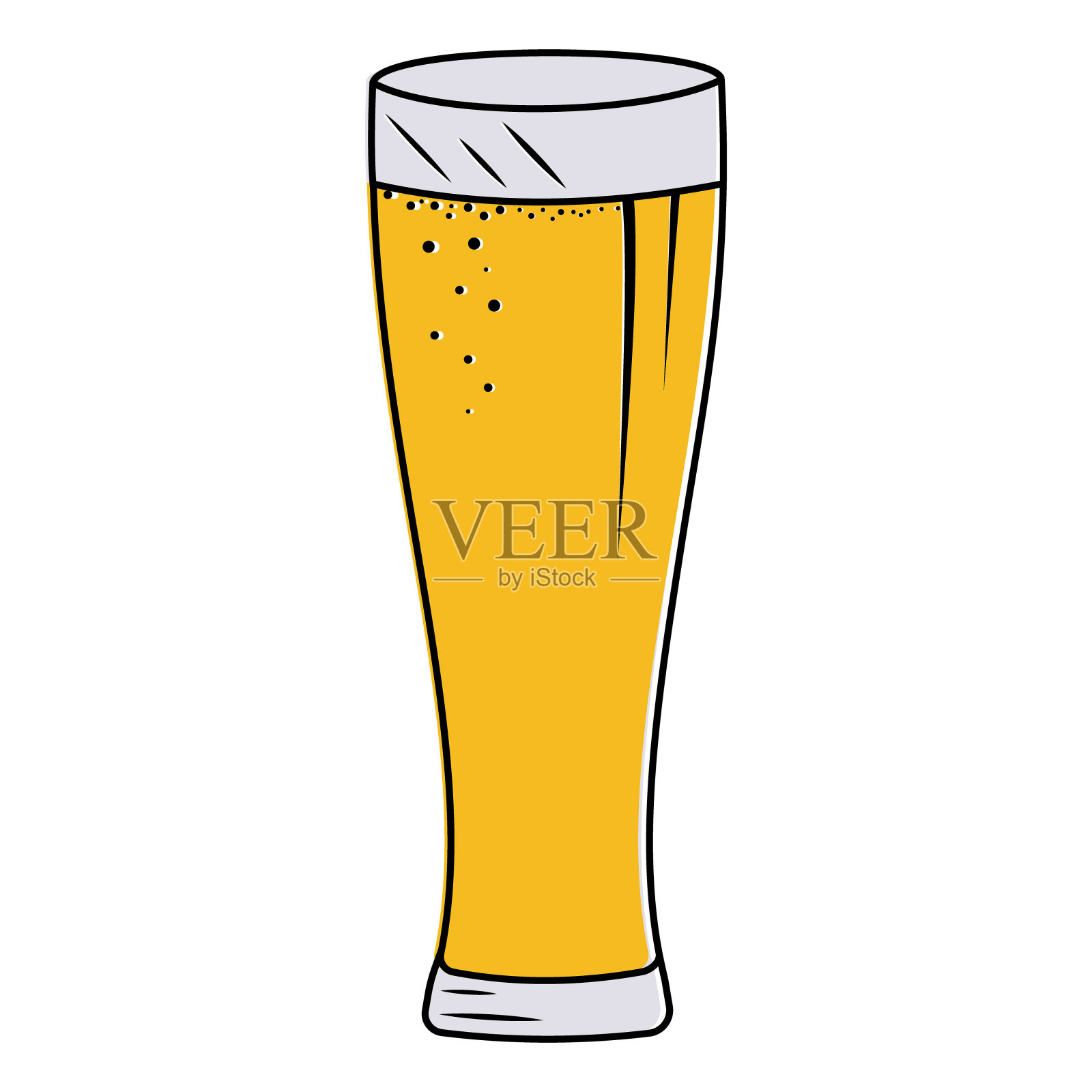 绝缘玻璃与啤酒饮料，矢量插图在卡通风格插画图片素材