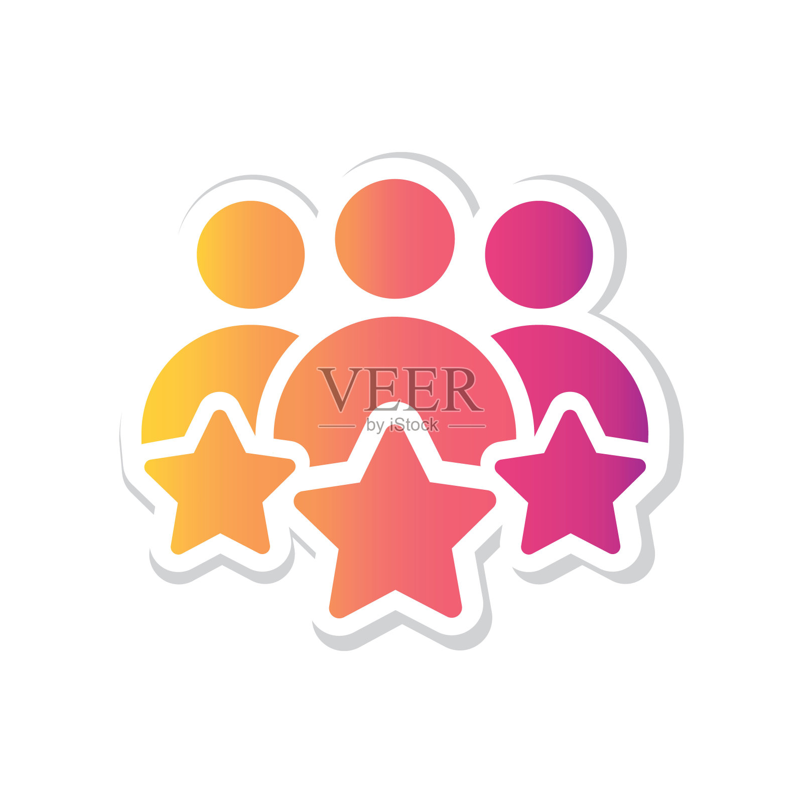 男人和三颗星，评级线图标。用户评论、反馈、质量控制标志。插画图片素材