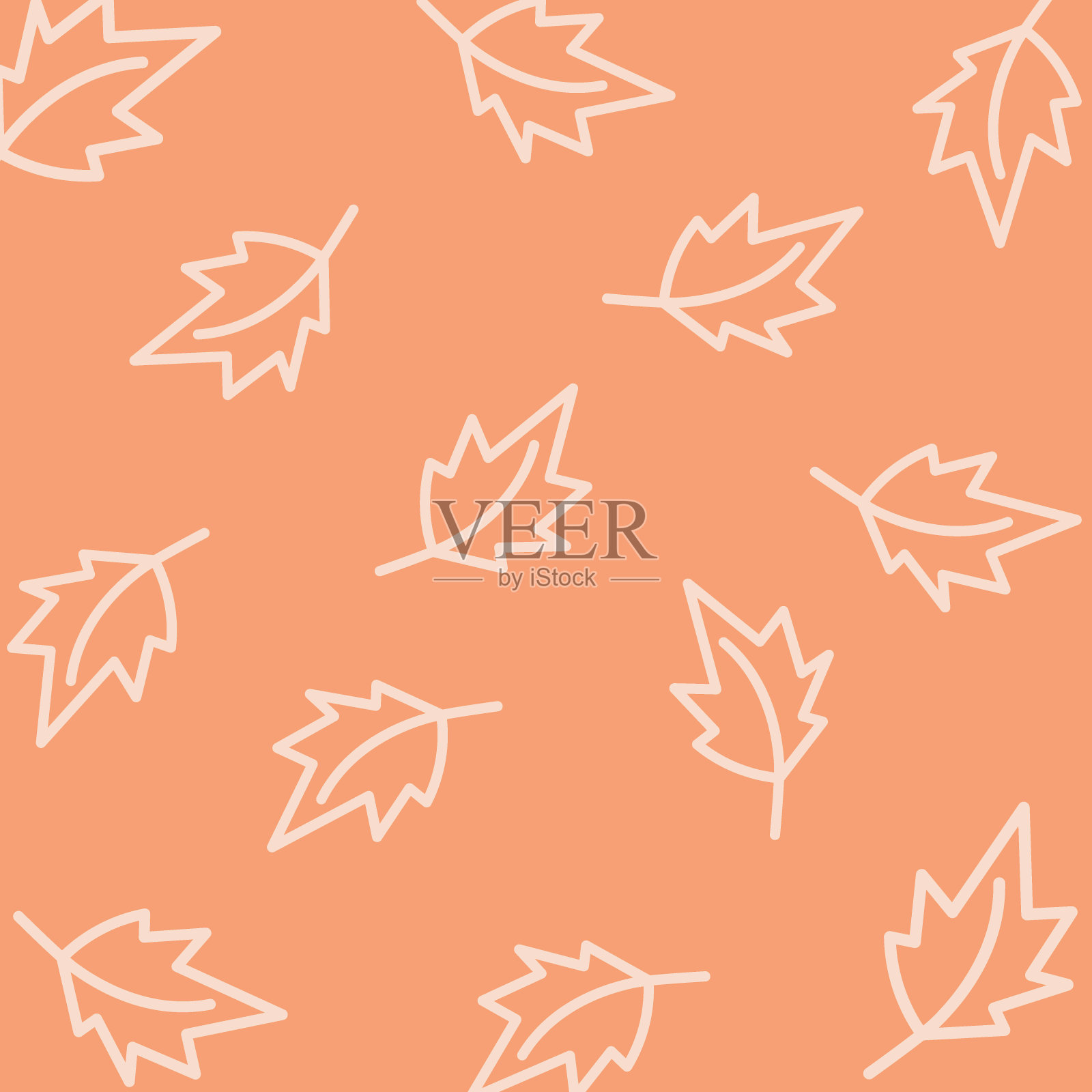 轮廓画秋叶抽象背景纹理设计概念，时尚柔和的色调插画图片素材