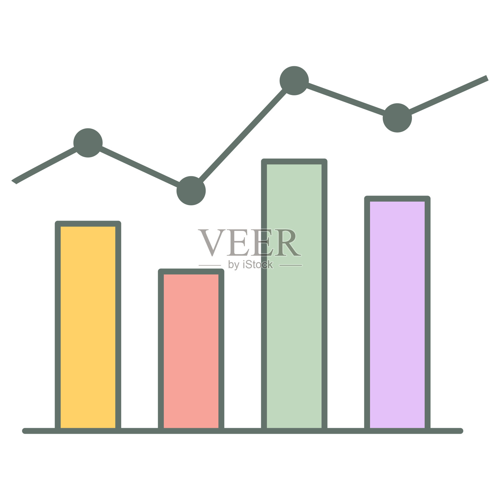 增长条形图平面图标。矢量彩色插图在一个白色的背景。插画图片素材