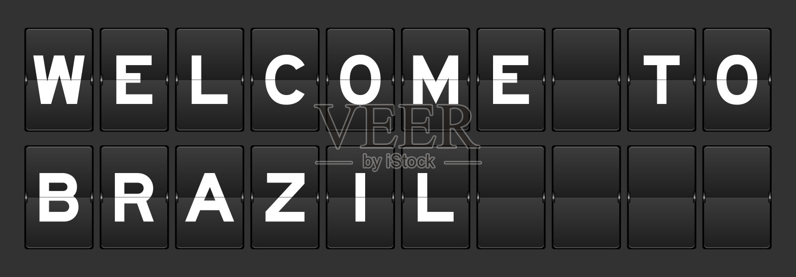 黑色模拟翻转板与文字欢迎到巴西灰色背景插画图片素材