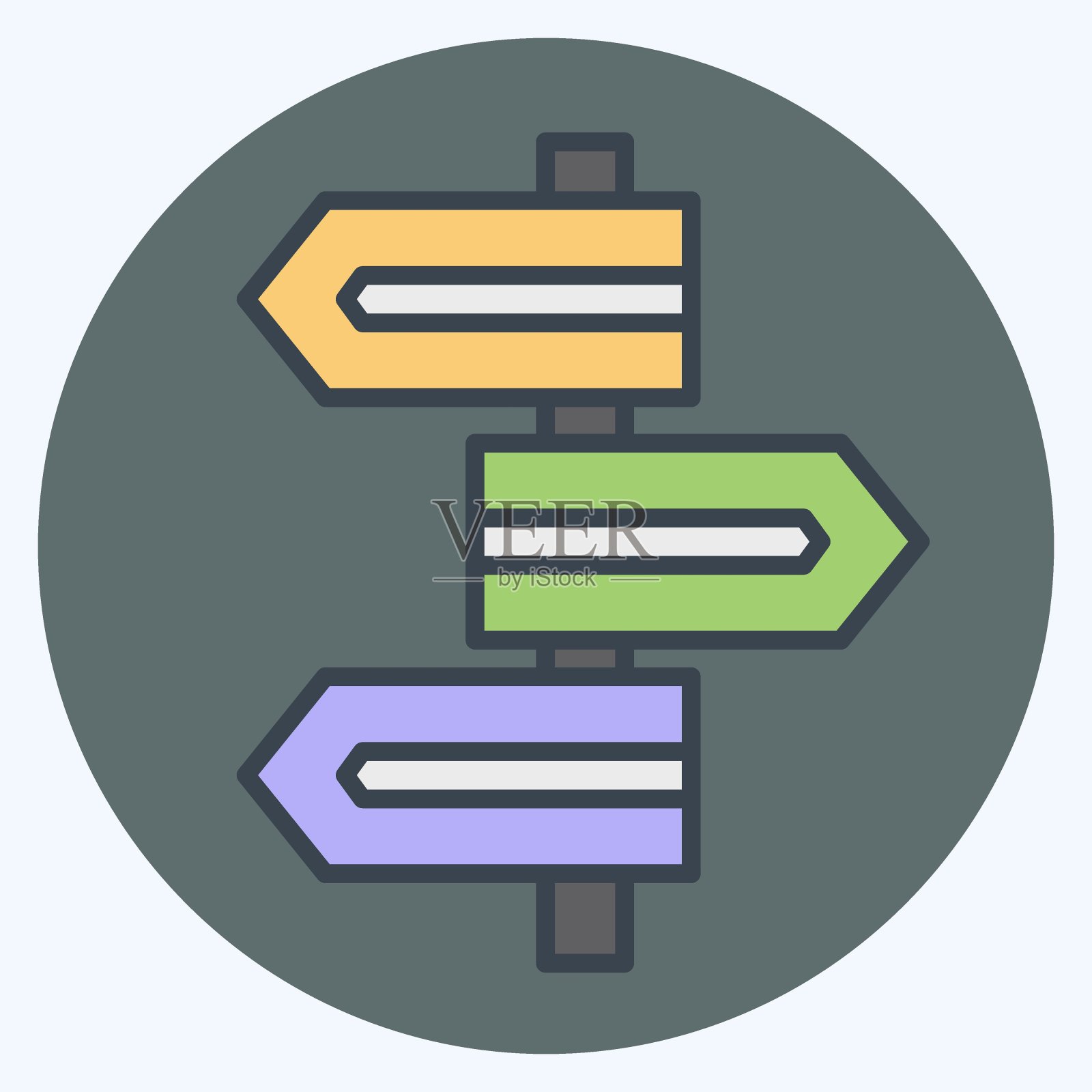 图标方向标志。与导航符号相关。颜色搭配风格。简单的设计说明插画图片素材
